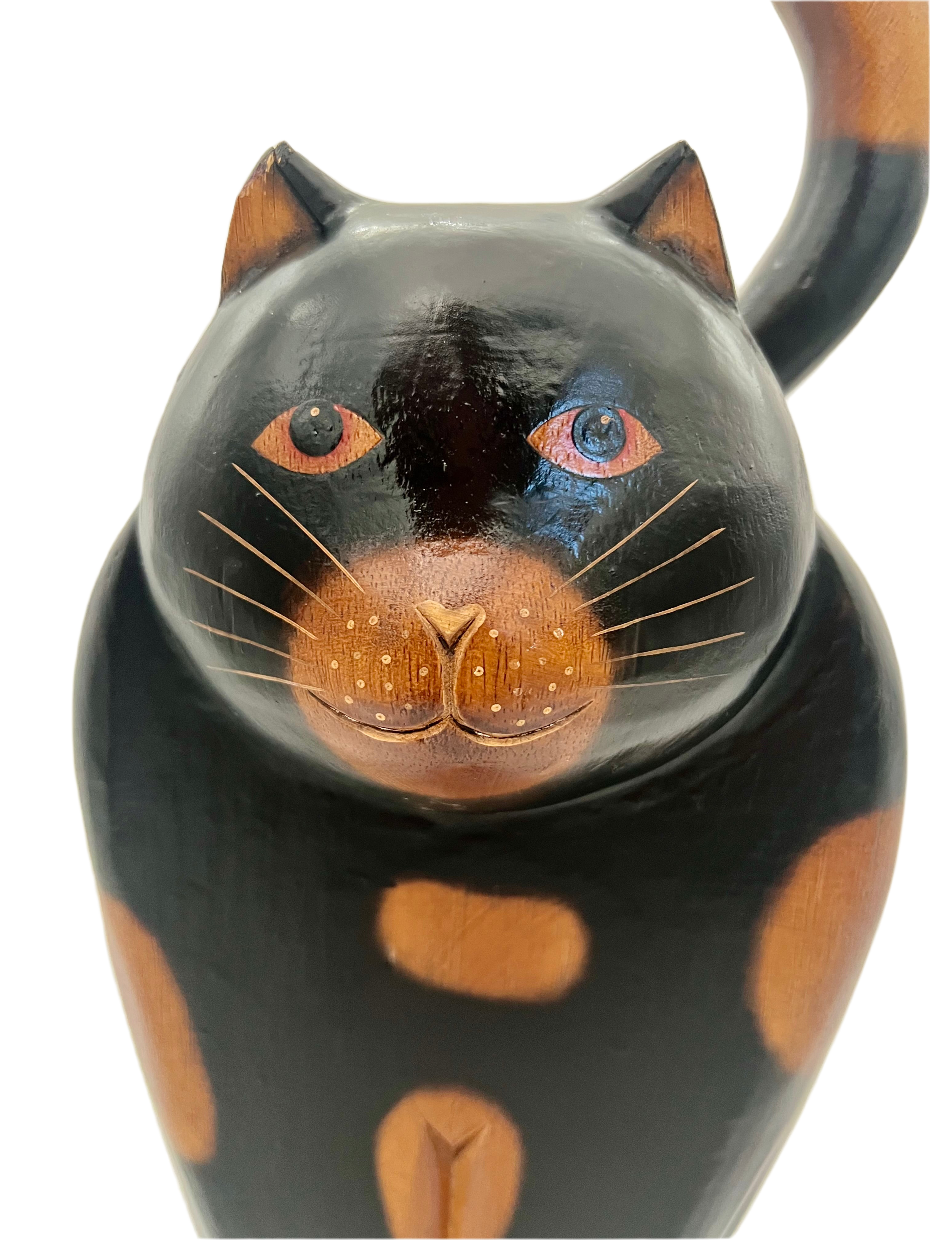 LARGE VINTAGE WOOD STANDING CAT