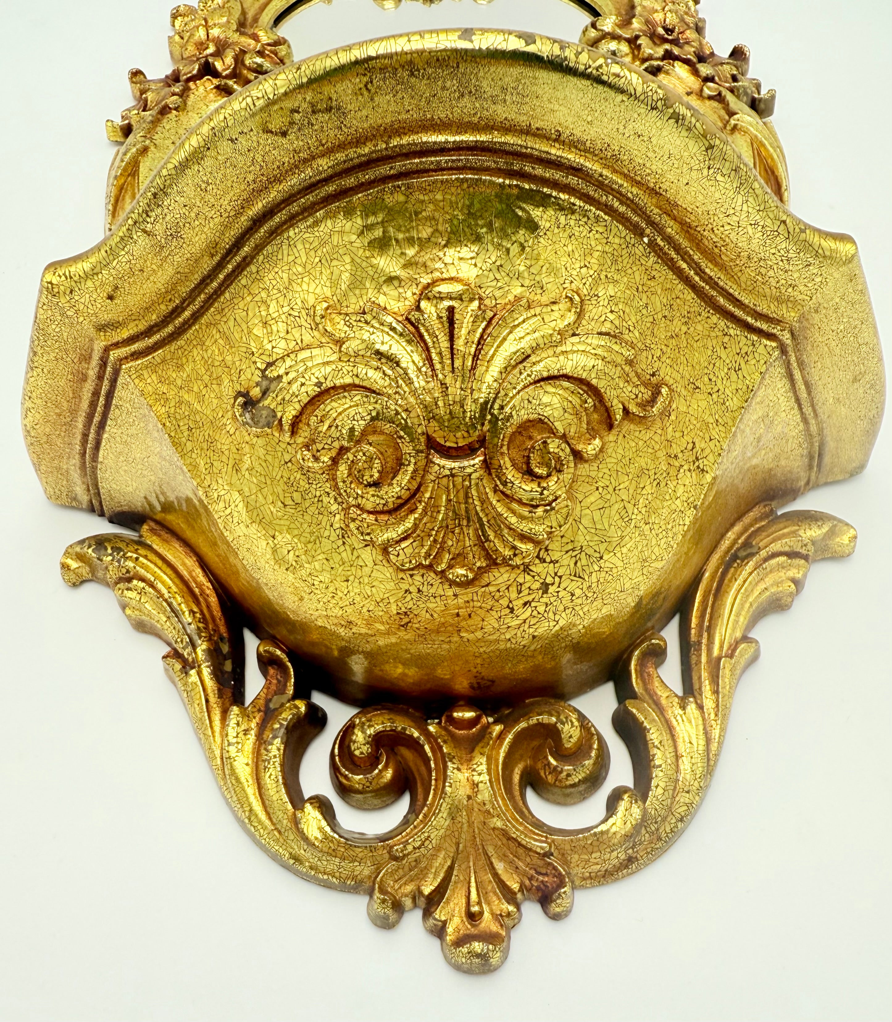 VINTAGE SYROCO BRIGHT GOLD WALL MIRROR WITH SHELF – MODEL 2327