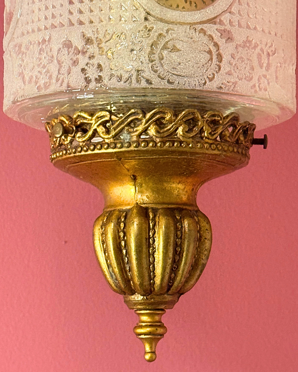 Vintage 1970s Hollywood Regency Ornate Glass Swag Lantern American Circa 1970s