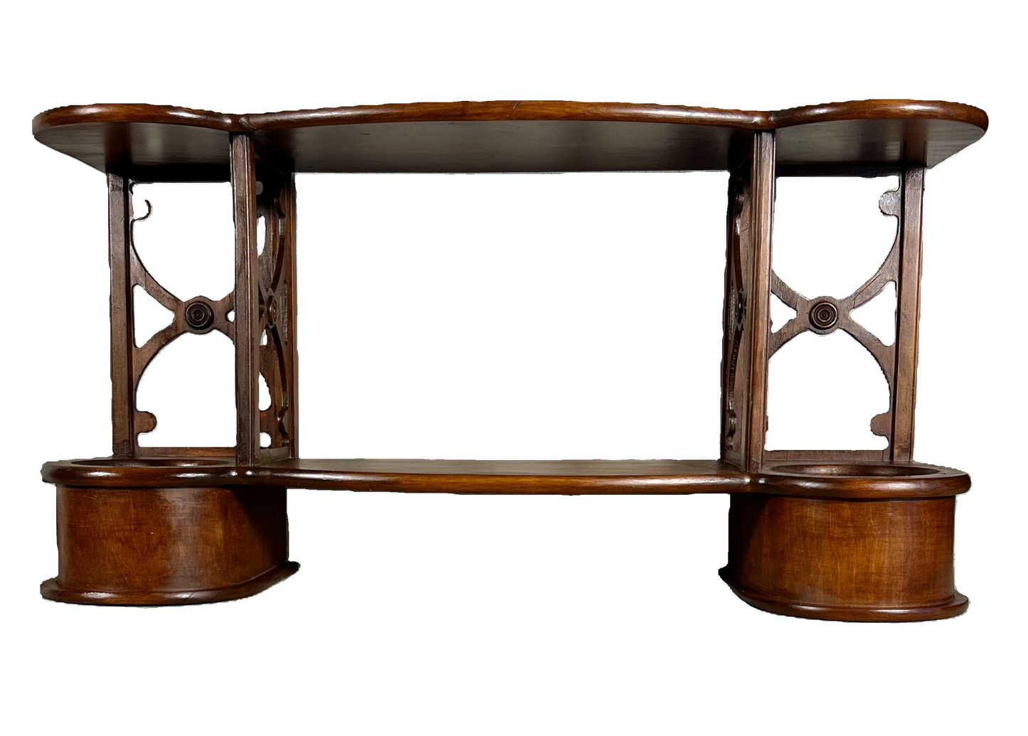 ANTIQUE ENGLISH SHERATON STYLE DOUBLE CACHEPOT ETAGERE