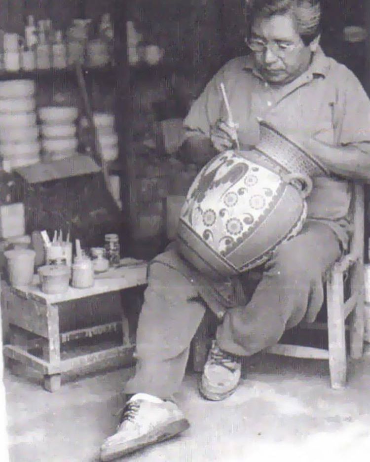 "Petatillo" Birds, Gazelles, & Floral Design Urn Signed by Renowned Master Potter, Geronimo Ramos