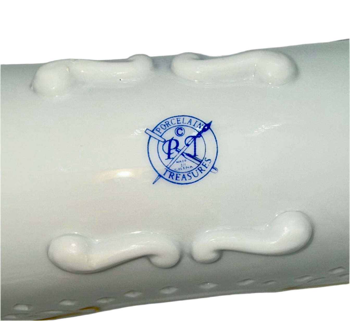 ELEGANT RETICULATED PORCELAIN CENTERPIECE BASKET WITH GOLD TRIM BY B&L PORCELAIN TREASURES