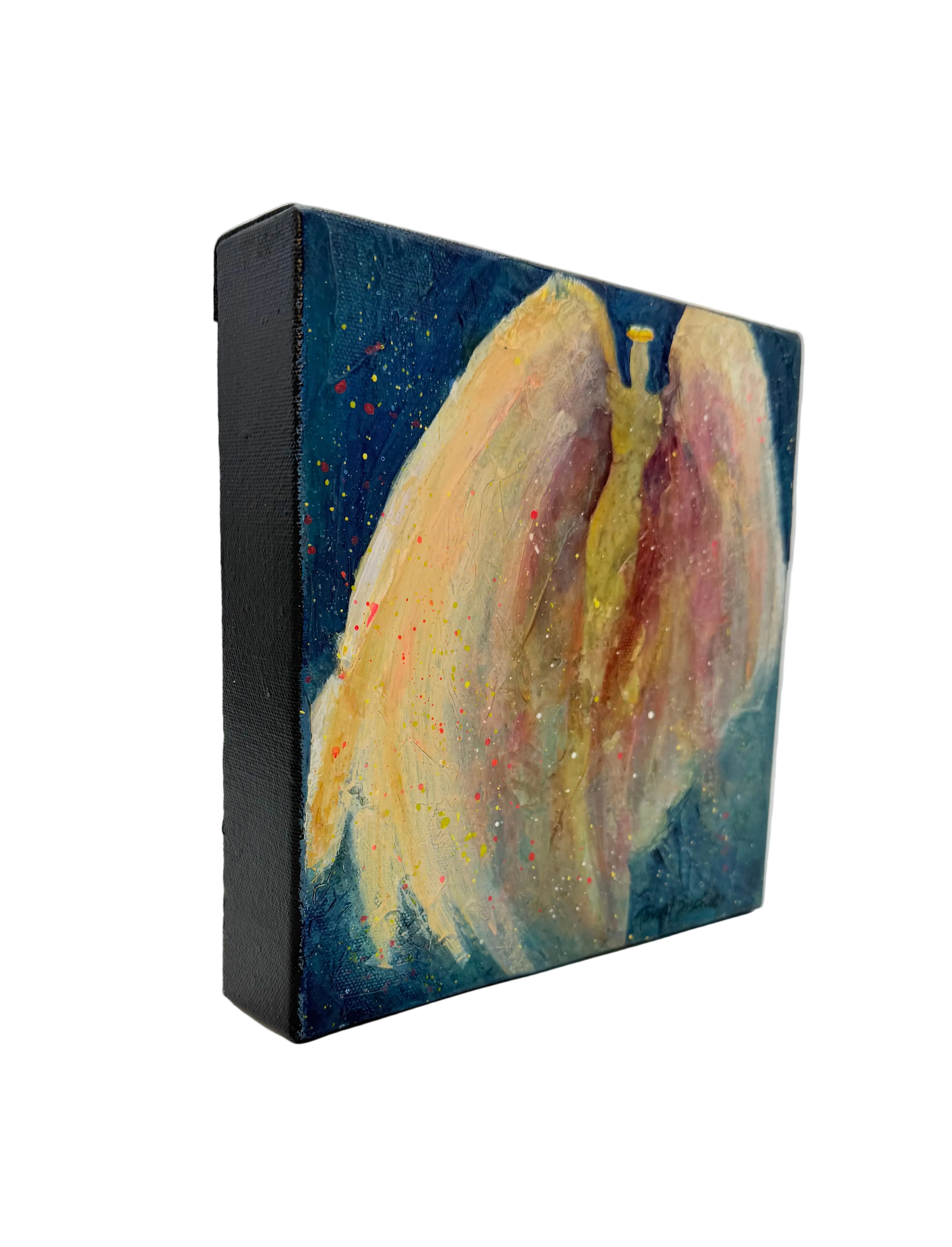 ORIGINAL ANGEL WING PAINTING | SIGNED SPIRITUAL ABSTRACT ART | ANGELS AND SAINTS SERIES | 8 X 8 ORIGINAL CANVAS