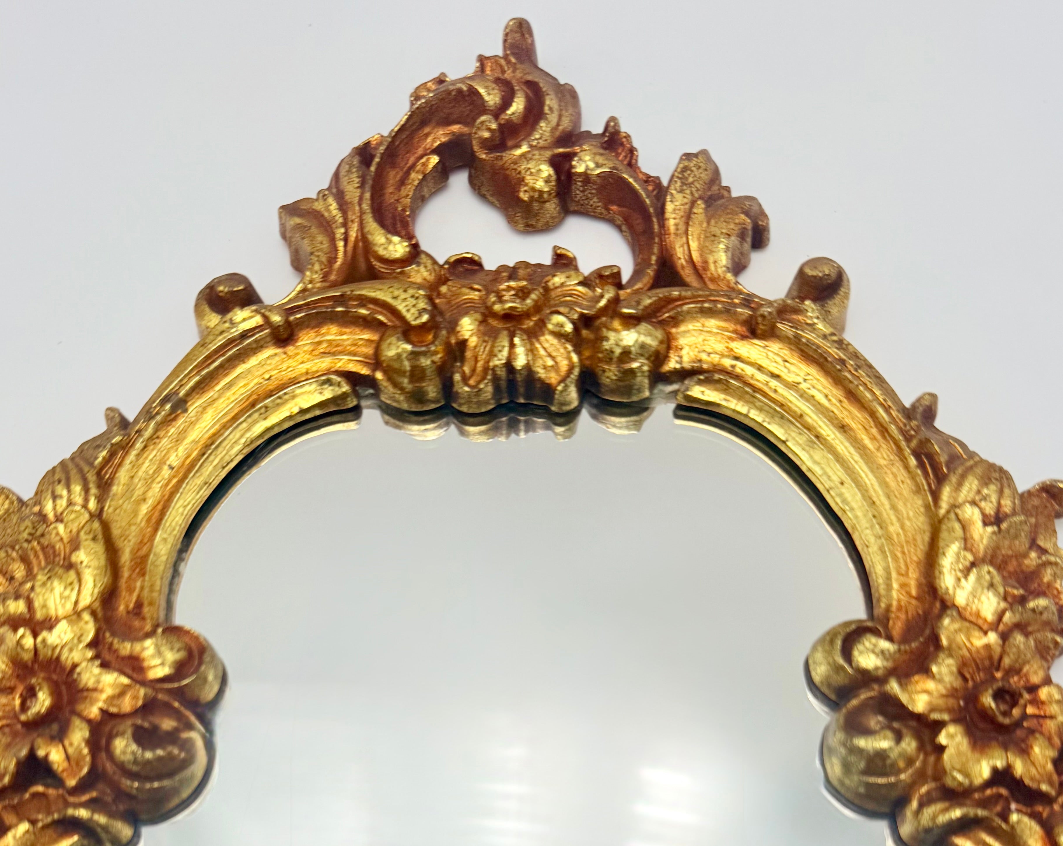 VINTAGE SYROCO BRIGHT GOLD WALL MIRROR WITH SHELF – MODEL 2327