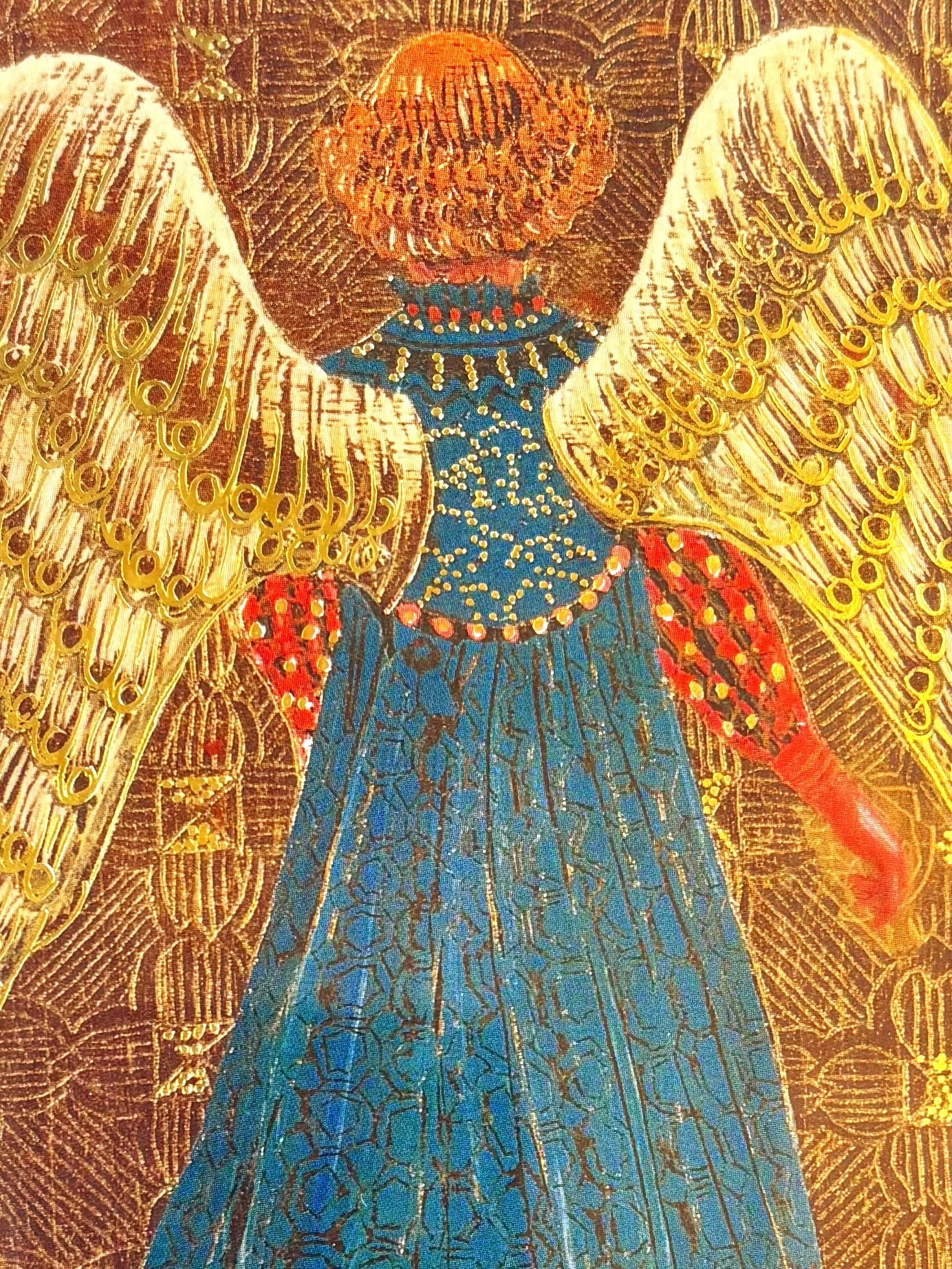VINTAGE 1995 GUARDIAN ANGEL WALL ART SET OF 4 – GOLD FRAMED EMBELLISHED PRINTS