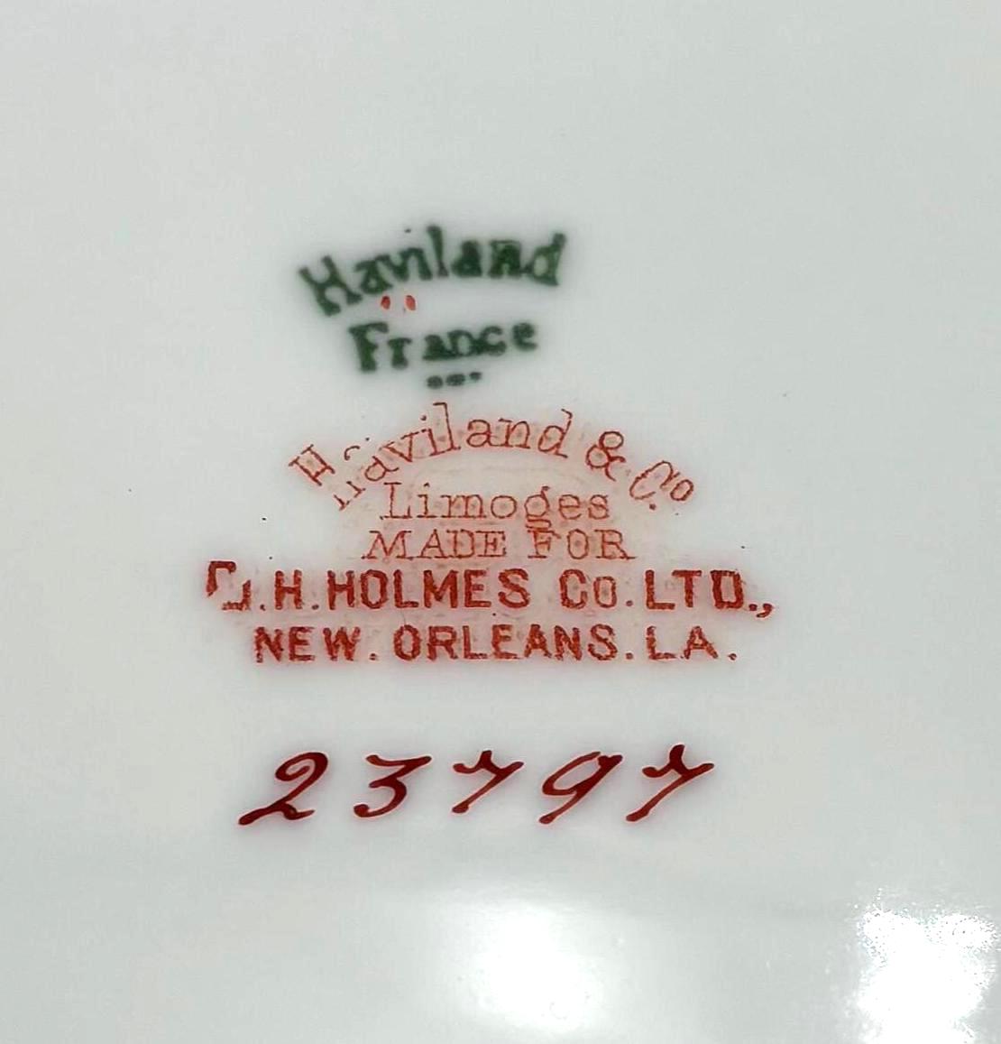ANTIQUE HAVILAND LIMOGES COVERED TUREEN – FRENCH PORCELAIN SERVING DISH FOR C.H. HOLMES NEW ORLEANS