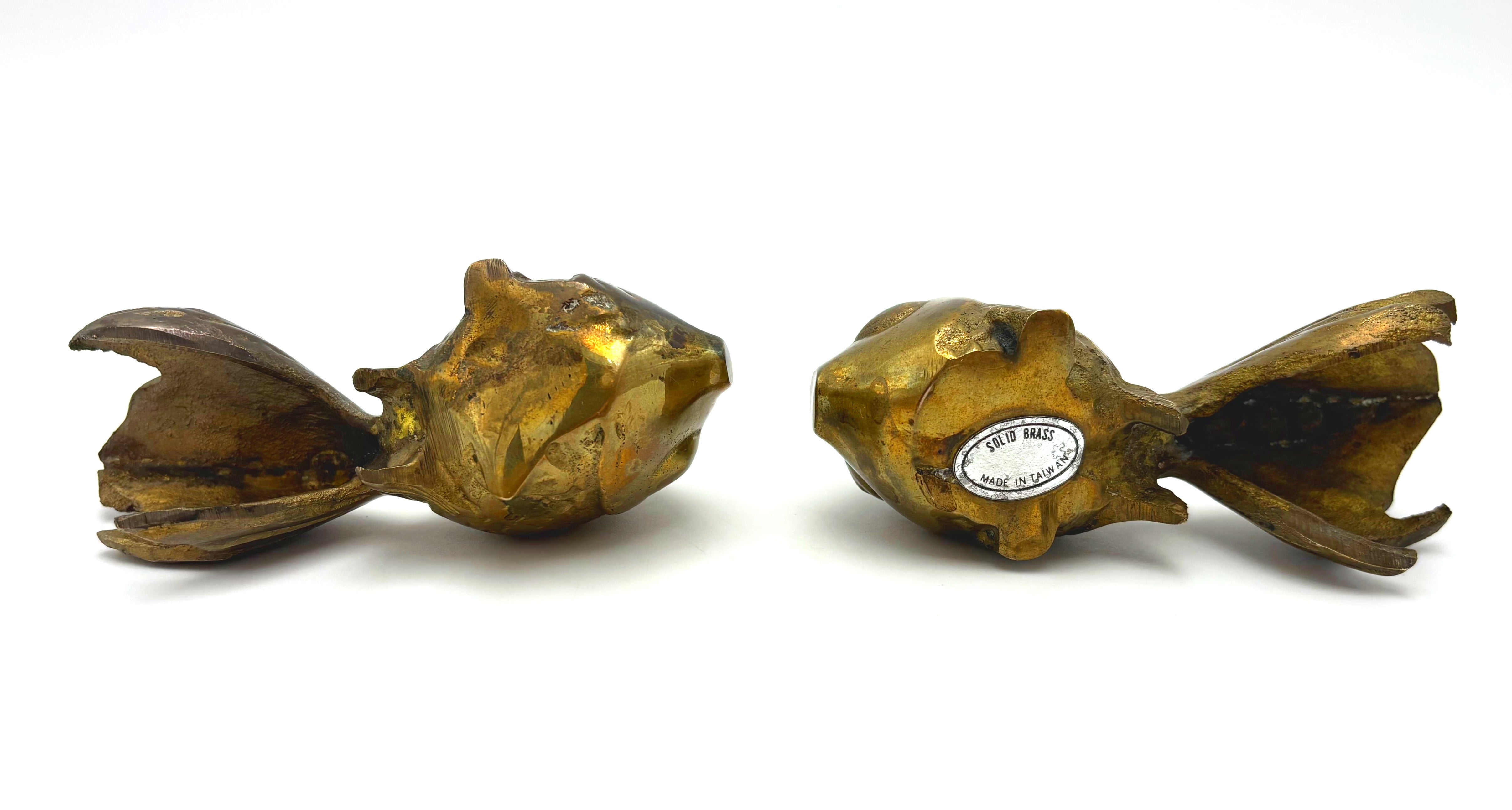 VINTAGE SOLID BRASS KOI FISH FIGURINES – PAIR