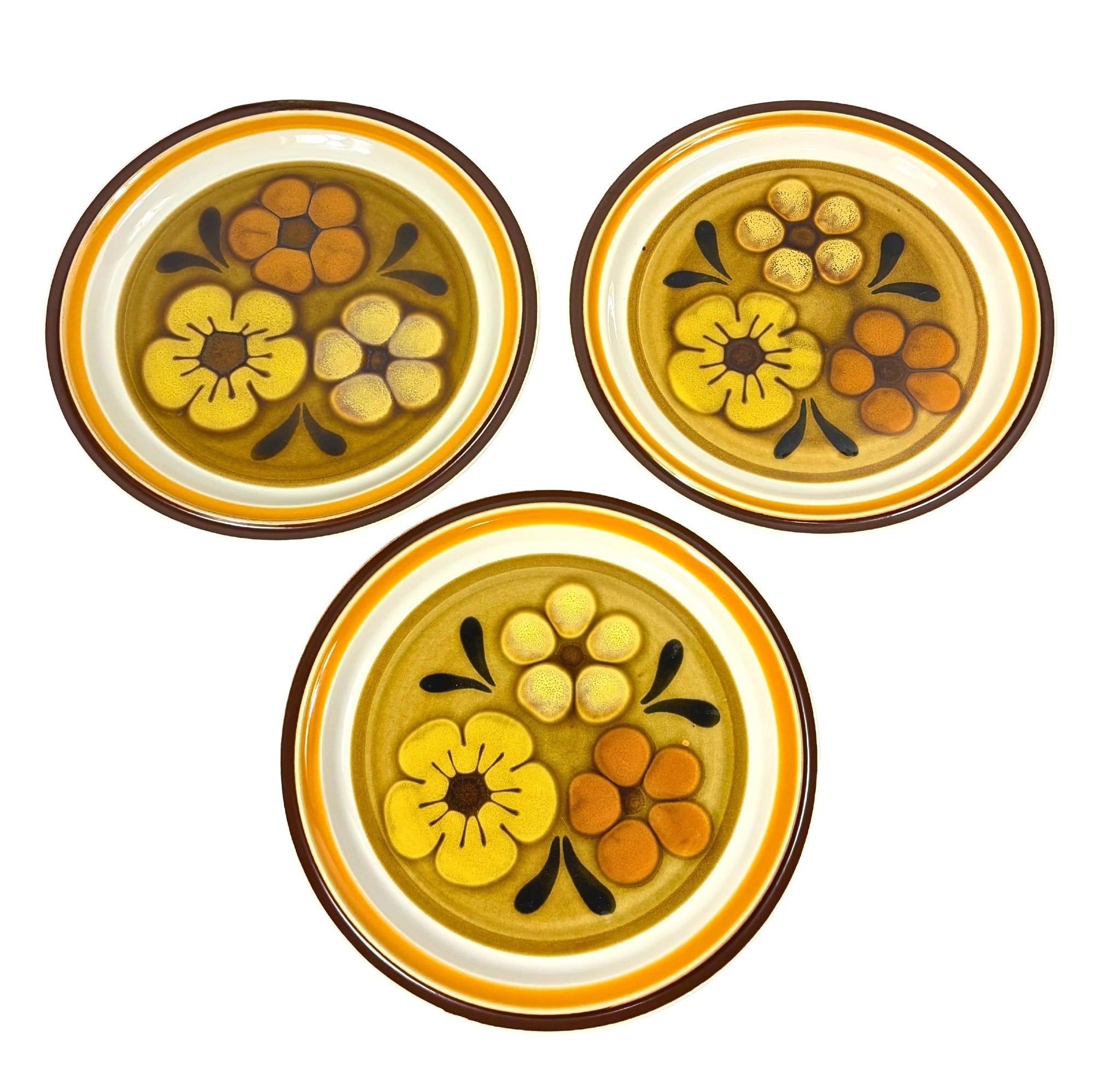 VINTAGE CHADDS FORD ALOHA STONEWARE DINNER PLATES – SET OF 3