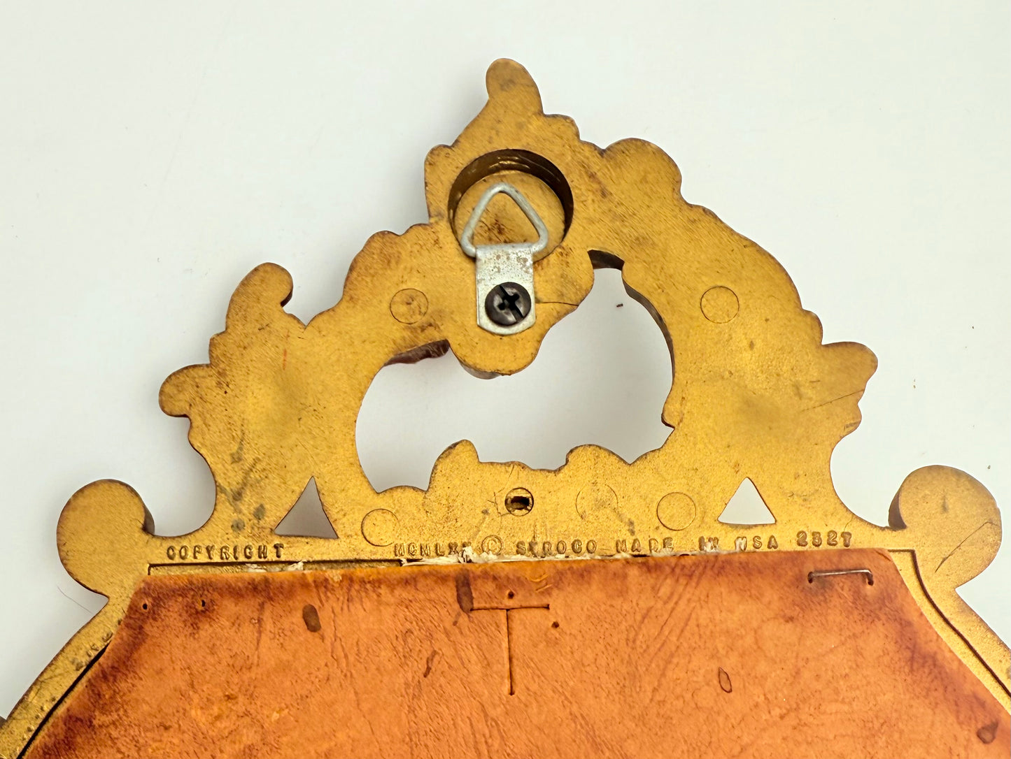 VINTAGE SYROCO BRIGHT GOLD WALL MIRROR WITH SHELF – MODEL 2327