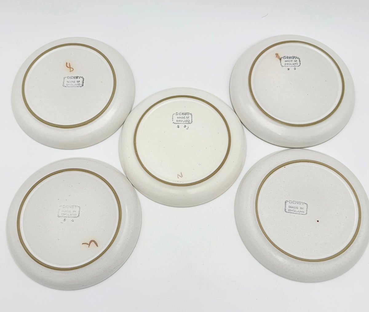 Vintage Denby Troubadour Floral Stoneware Plates Set of 5
