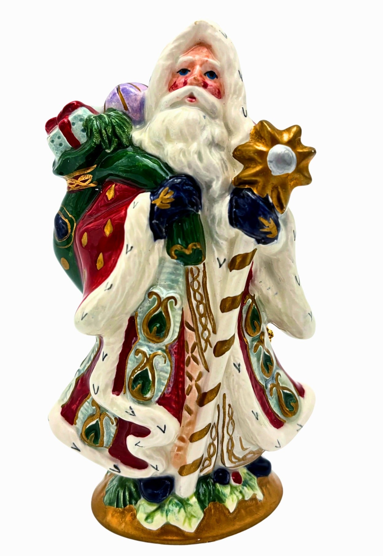 FITZ AND FLOYD FLORENTINE CHRISTMAS SANTA ORNAMENT 1998 WITH ORIGINAL BOX
