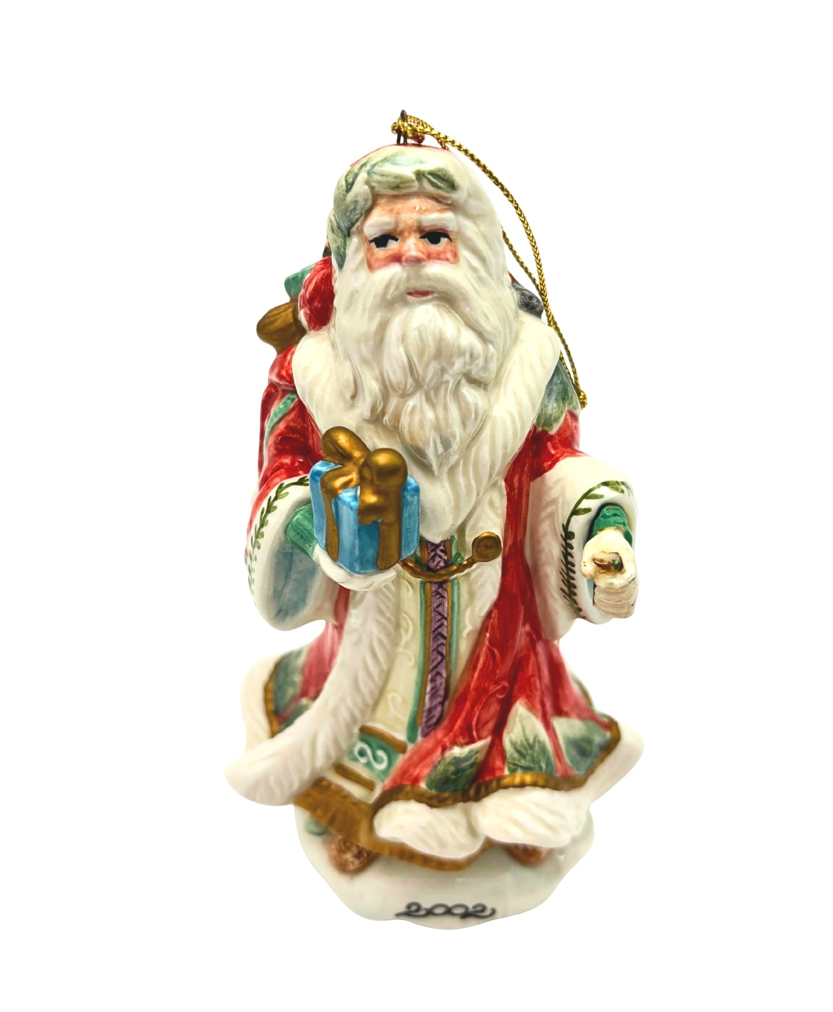FITZ AND FLOYD ENCHANTED HOLIDAY SANTA ORNAMENT 2002 WITH ORIGINAL BOX