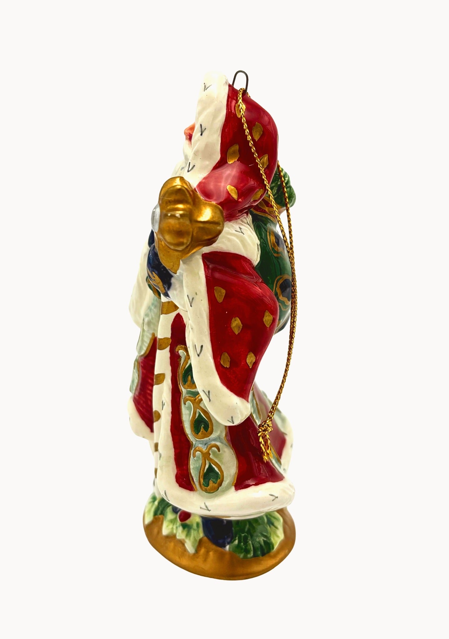 FITZ AND FLOYD FLORENTINE CHRISTMAS SANTA ORNAMENT 1998 WITH ORIGINAL BOX