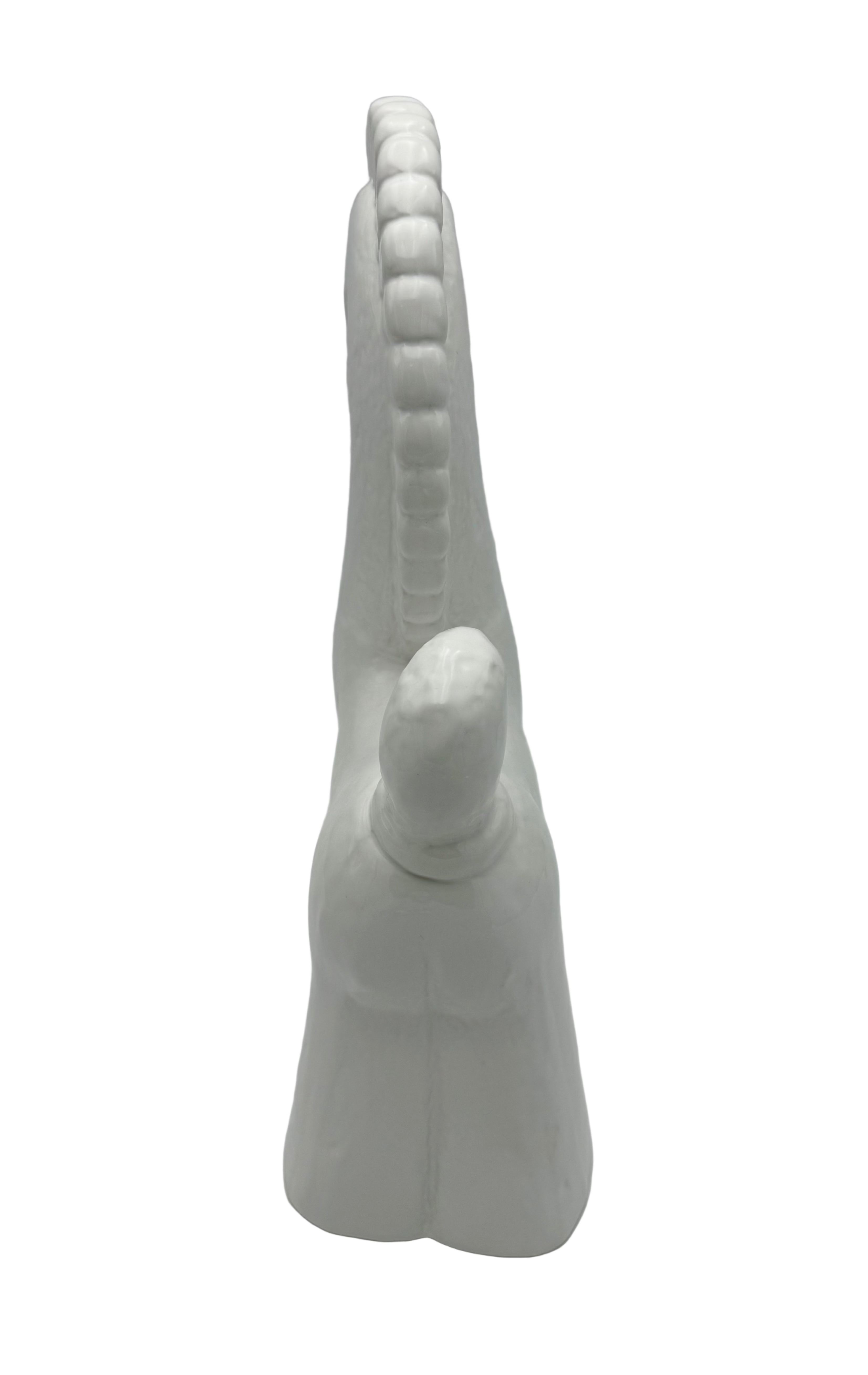 MID-CENTURY MODERN BRIGHT WHITE CERAMIC HORSE SCULPTURE – STYLED ABSTRACT FIGURINE