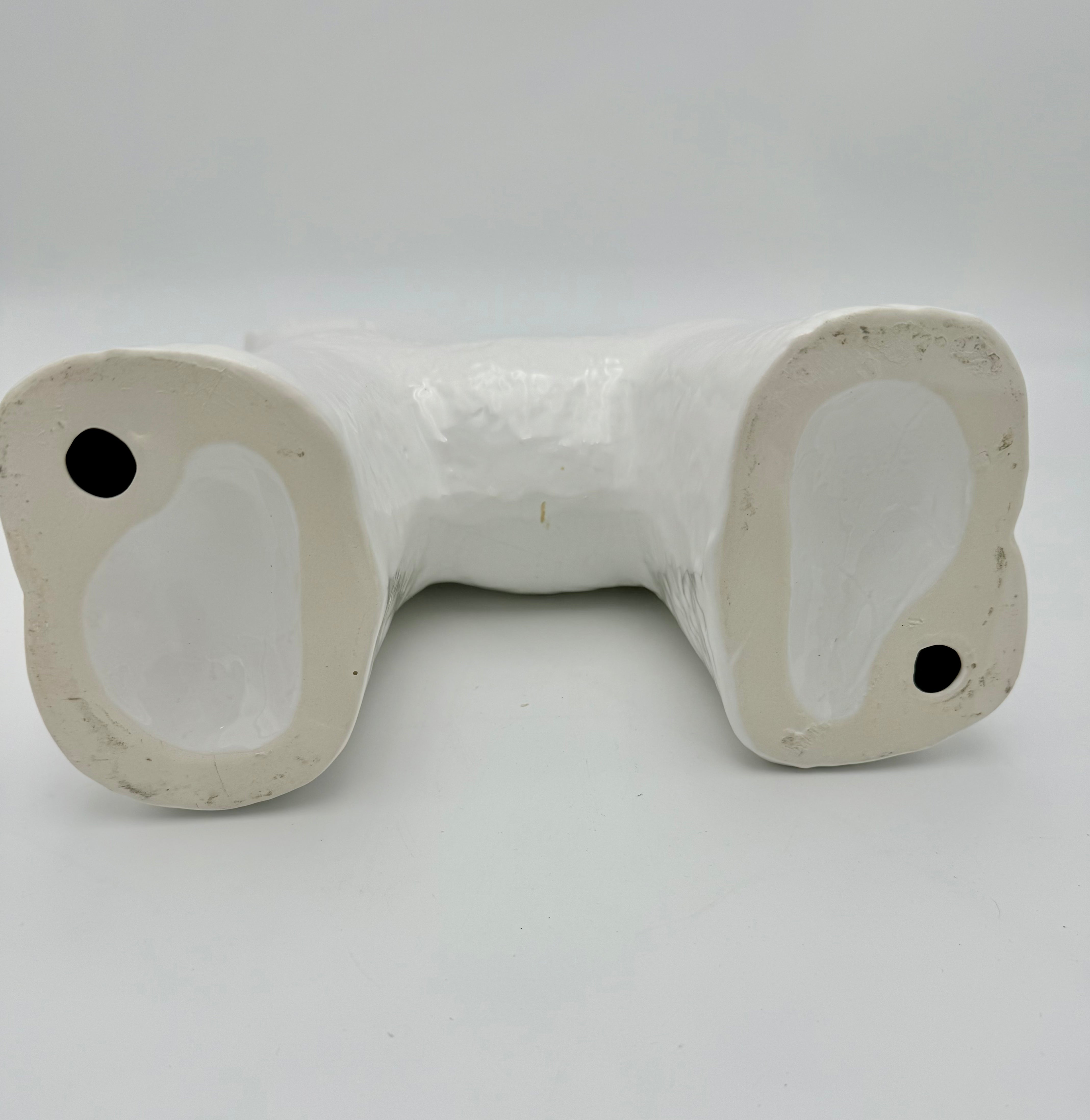 MID-CENTURY MODERN BRIGHT WHITE CERAMIC HORSE SCULPTURE – STYLED ABSTRACT FIGURINE