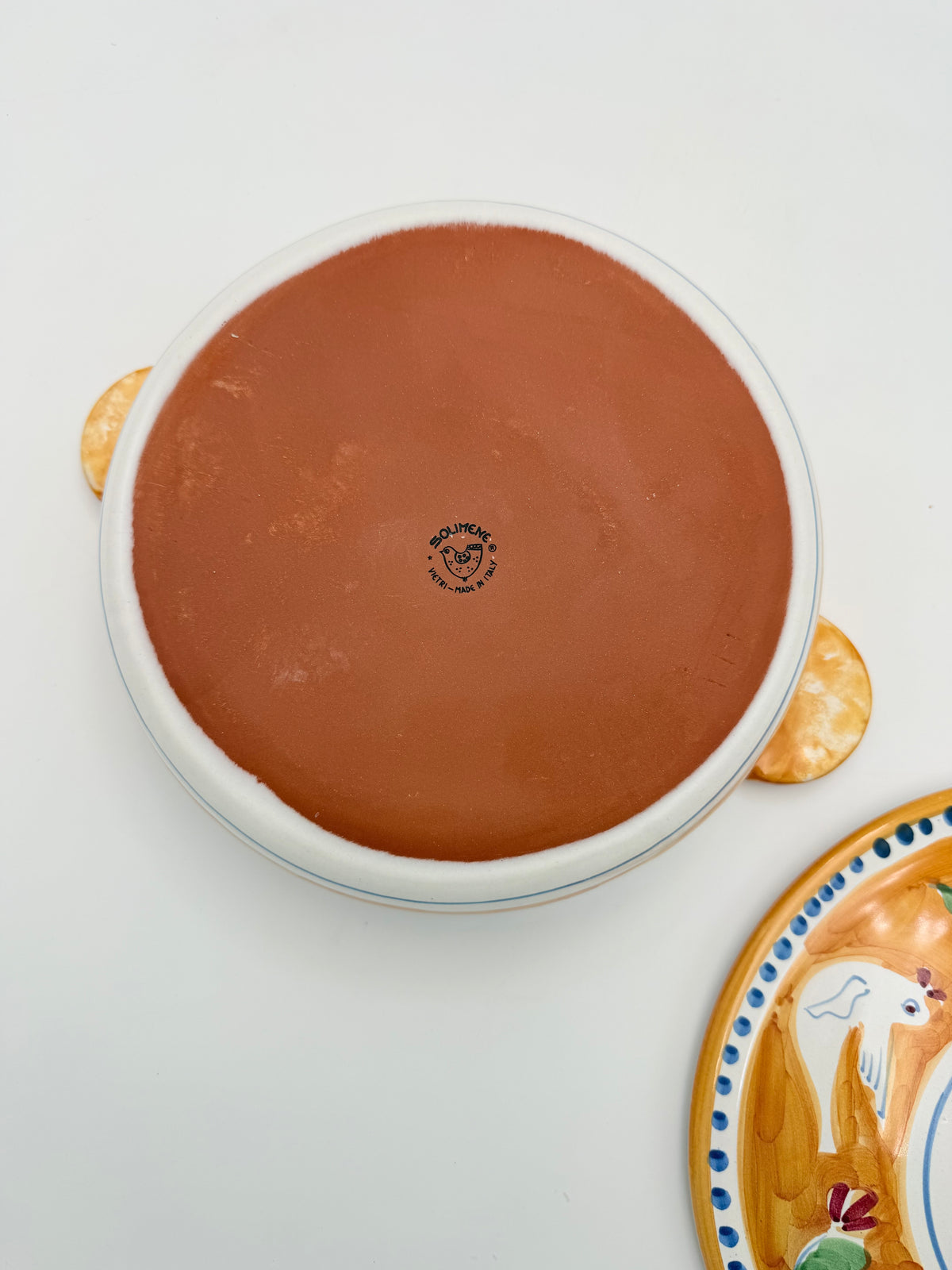 Vintage Solimene Vietri Campagna Gallina Large Covered Casserole, Hand Painted Italian Chicken Pottery