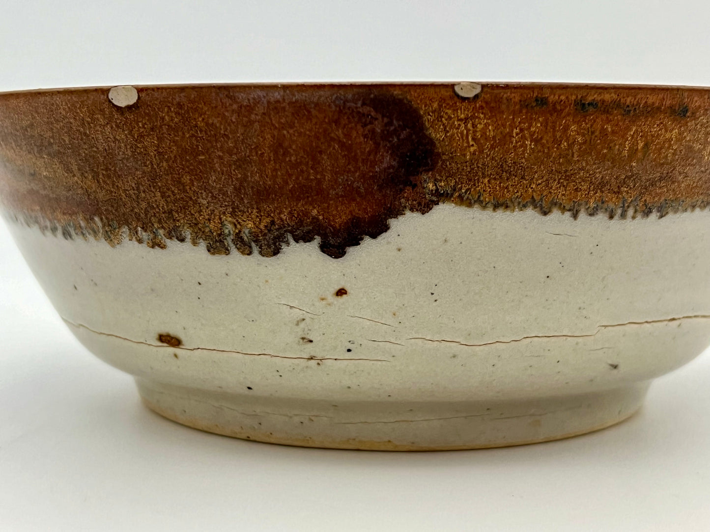 VINTAGE SIGNED MID CENTURY STUDIO POTTERY BOWL WITH BIRD & FLORAL MOTIF – 9”