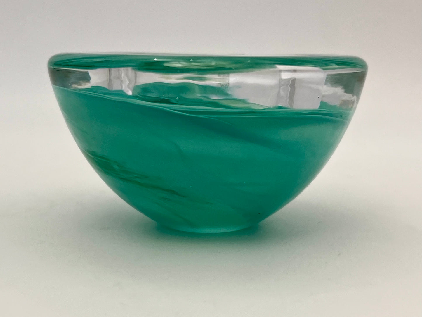 VINTAGE TEAL KOSTA BODA TEA LIGHT MOUTH BLOWN GLASS CANDLE HOLDER