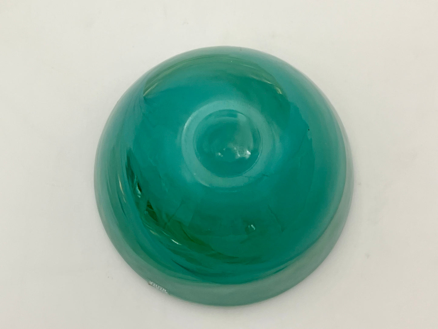 VINTAGE TEAL KOSTA BODA TEA LIGHT MOUTH BLOWN GLASS CANDLE HOLDER