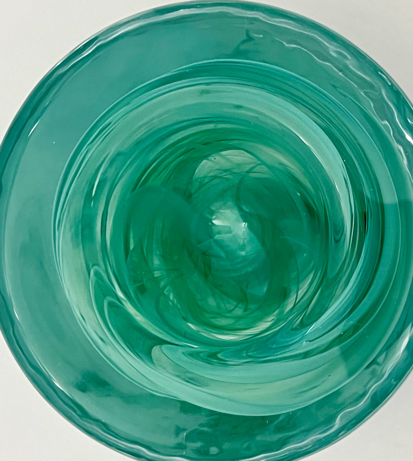 VINTAGE TEAL KOSTA BODA TEA LIGHT MOUTH BLOWN GLASS CANDLE HOLDER