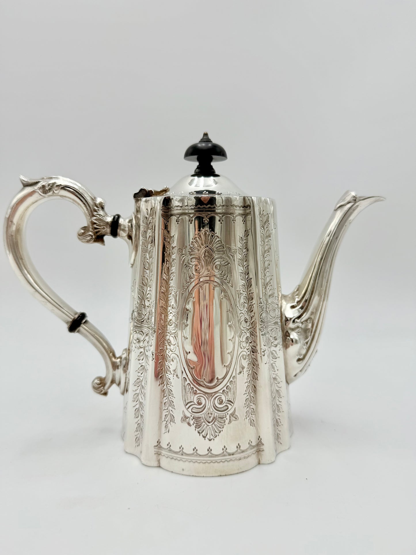 ANTIQUE ART NOUVEAU BARKER ELLIS TEAPOT, CREAMER, SUGER, COOKIE SET, ENGLAND EARLY 1900s