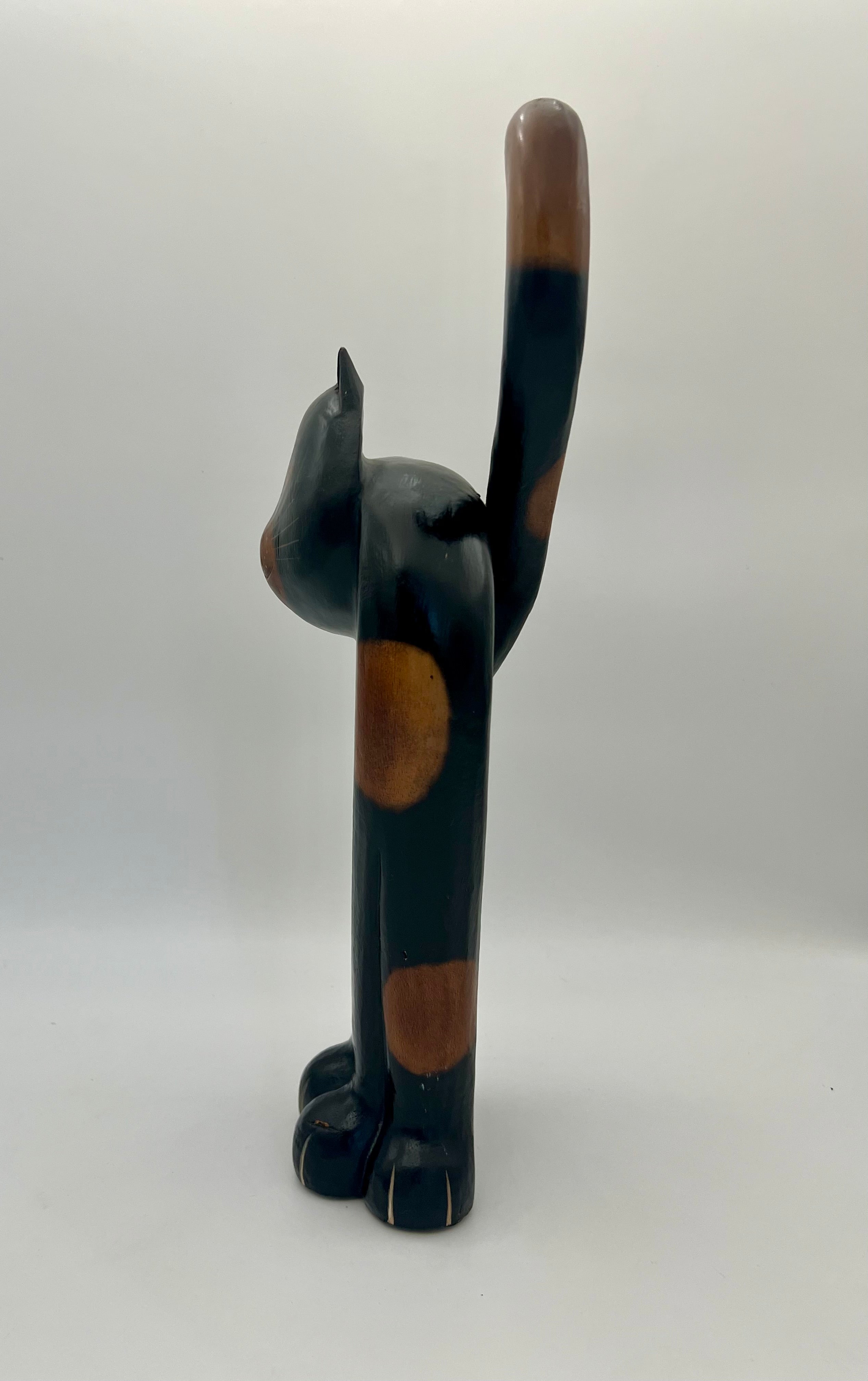 LARGE VINTAGE WOOD STANDING CAT