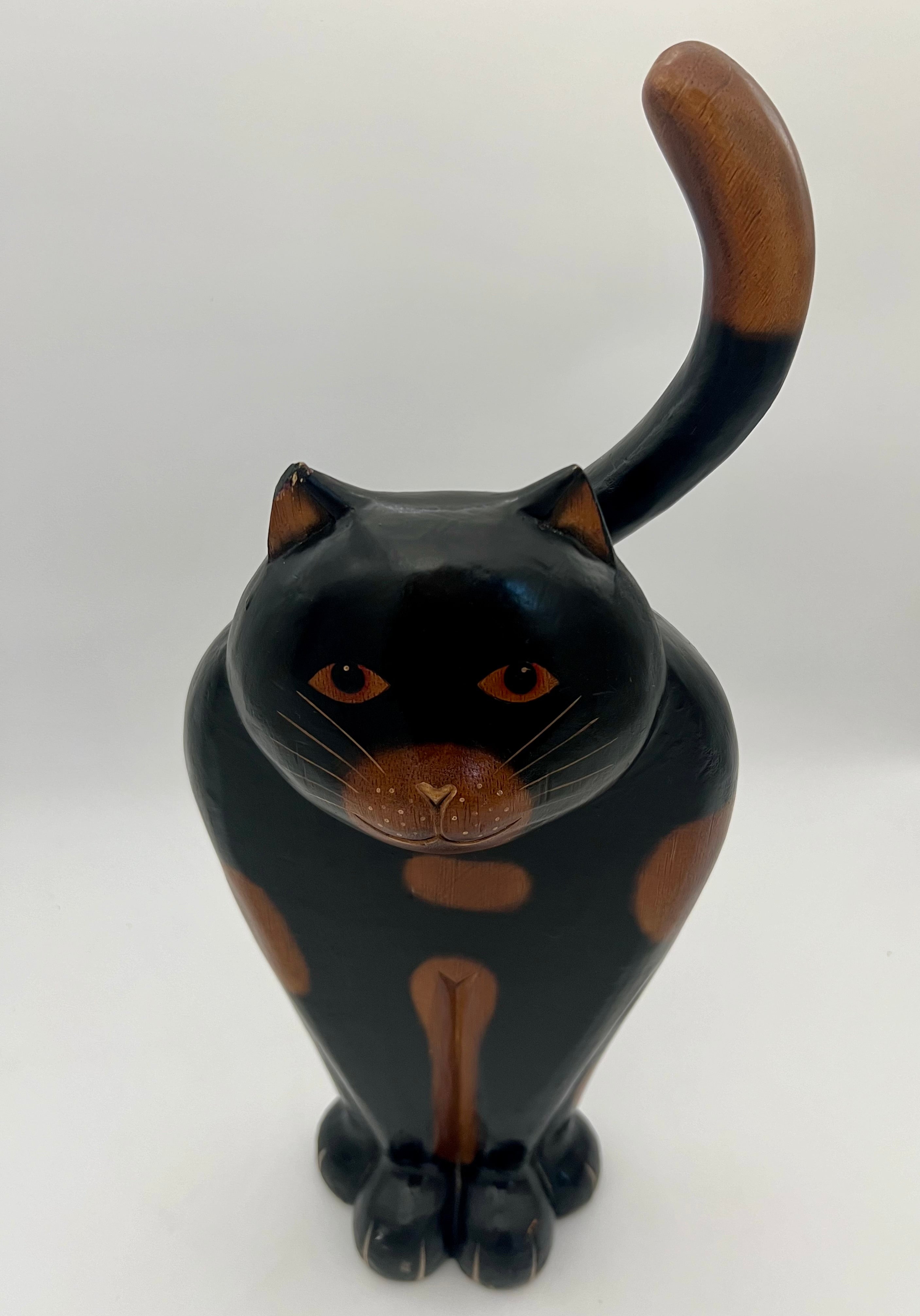 LARGE VINTAGE WOOD STANDING CAT