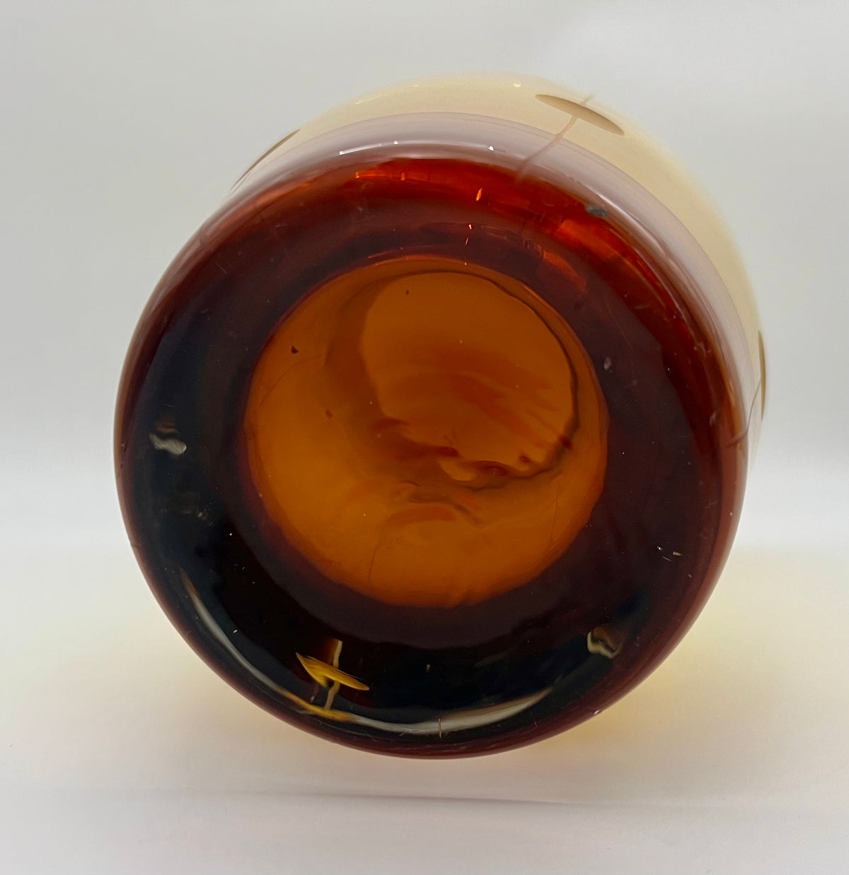 VINTAGE MURANO AMBER SOMMERSO GLASS VASE, MID CENTURY MODERN ITALIAN ART GLASS, HANDBLOWN AMBER VASE, 1960S VENETIAN HOME DECOR