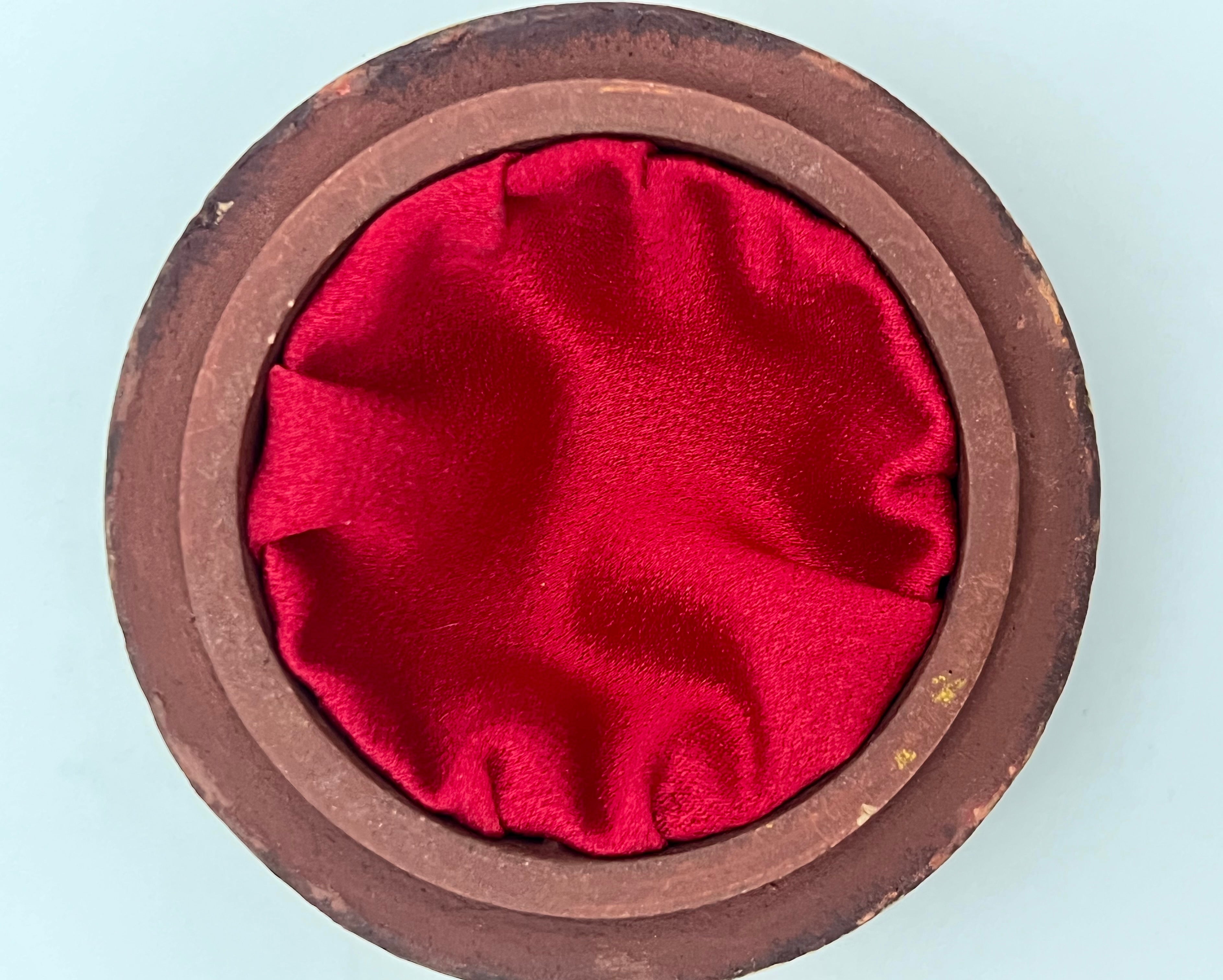 VINTAGE BRASS BUTTERFLY JEWELRY BOX WITH RED SATIN LINING – HANDCRAFTED LACQUERED WOOD TREASURE BOX