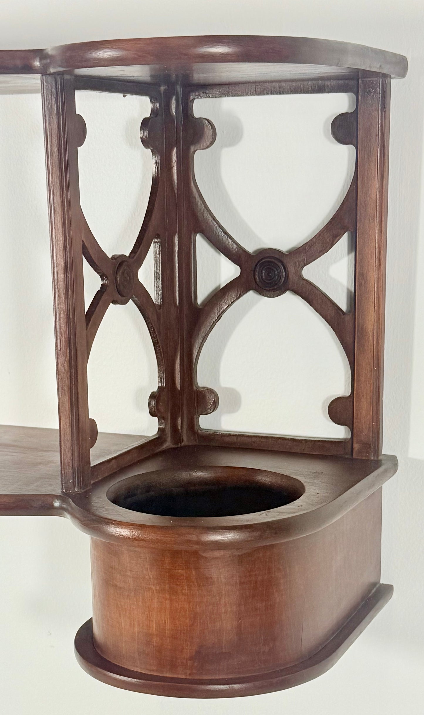ANTIQUE ENGLISH SHERATON STYLE DOUBLE CACHEPOT ETAGERE