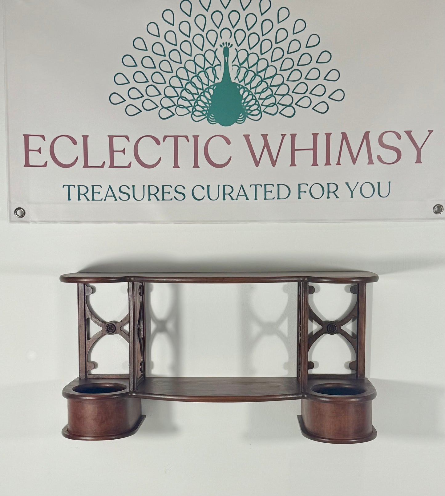 ANTIQUE ENGLISH SHERATON STYLE DOUBLE CACHEPOT ETAGERE