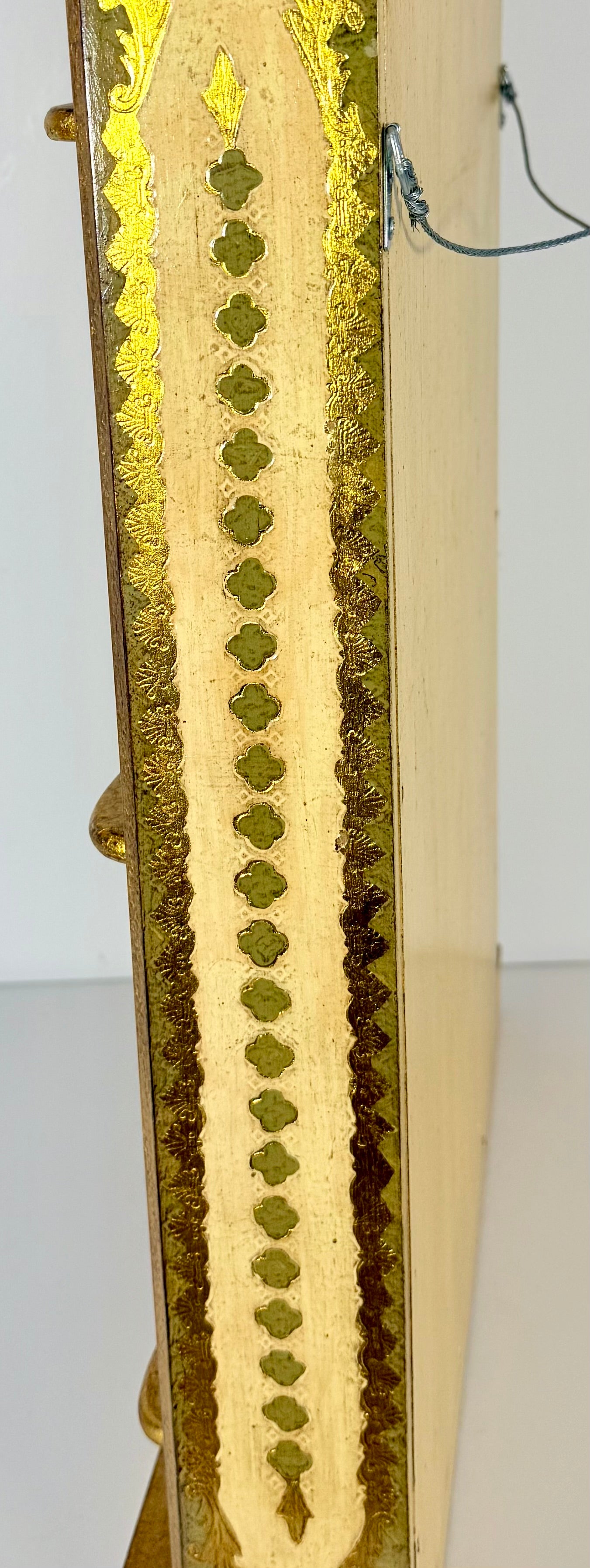 VINTAGE GOLD, GREEN, AND IVORY FLORENTINE WOOD HANGING SHELF