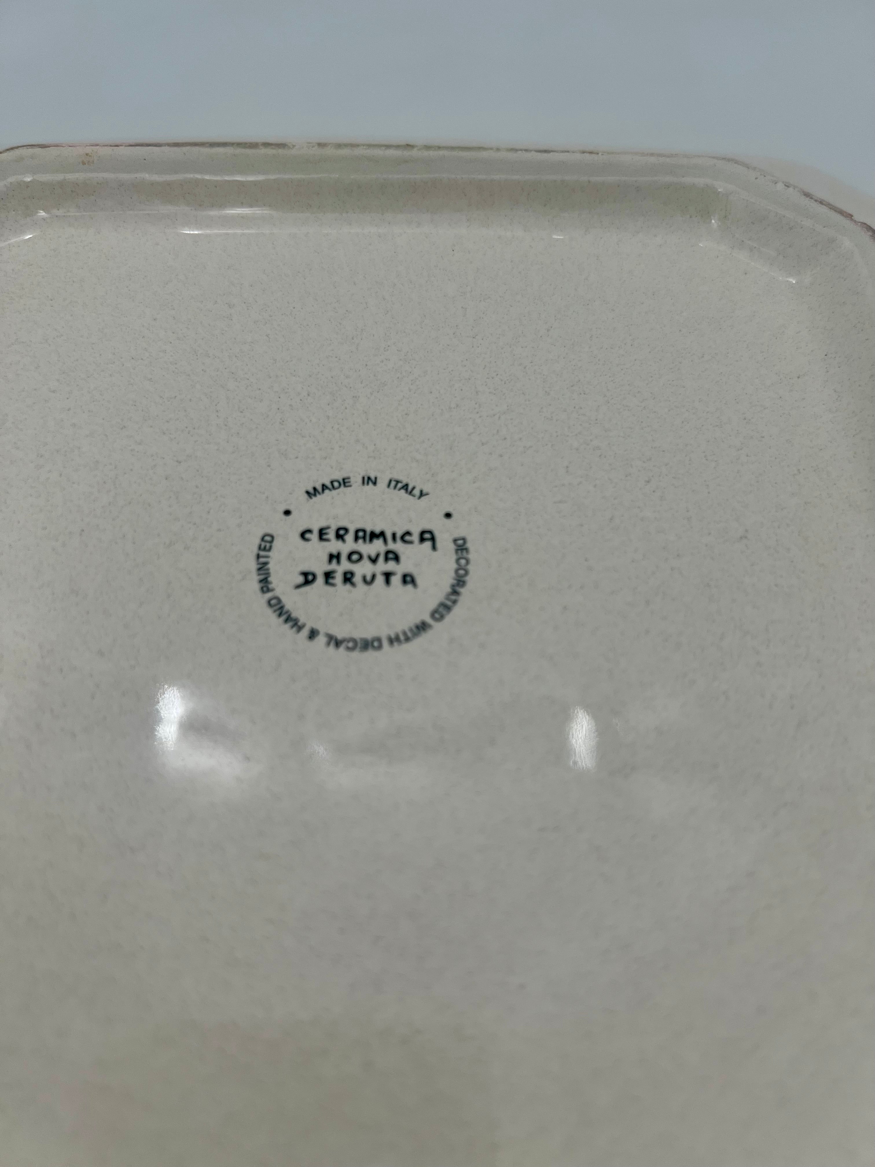 VINTAGE CERAMICA NOVA DERUTA SQUARE DECORATIVE BOWL | HAND PAINTED ITALIAN MAJOLICA | MADE IN ITALY