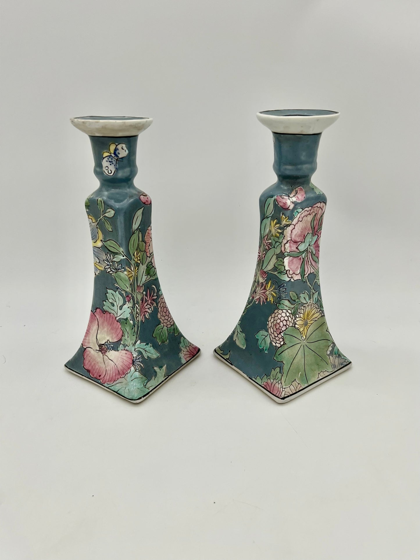 VINTAGE PAIR OF H.F.P MACAU CANDLESTICK HOLDERS