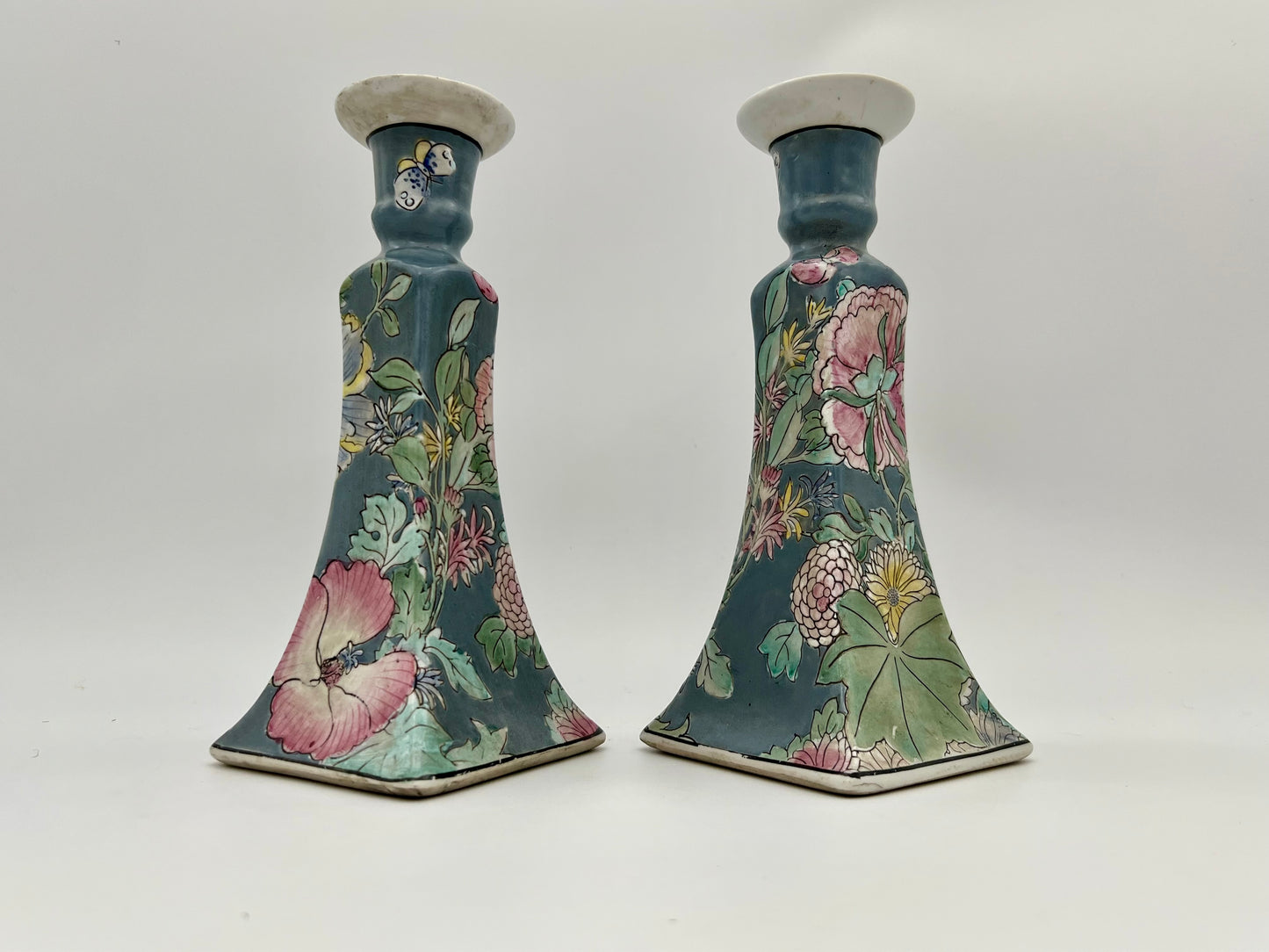 VINTAGE PAIR OF H.F.P MACAU CANDLESTICK HOLDERS