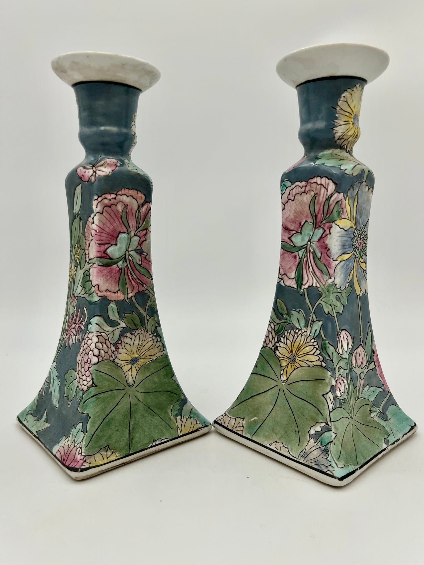 VINTAGE PAIR OF H.F.P MACAU CANDLESTICK HOLDERS