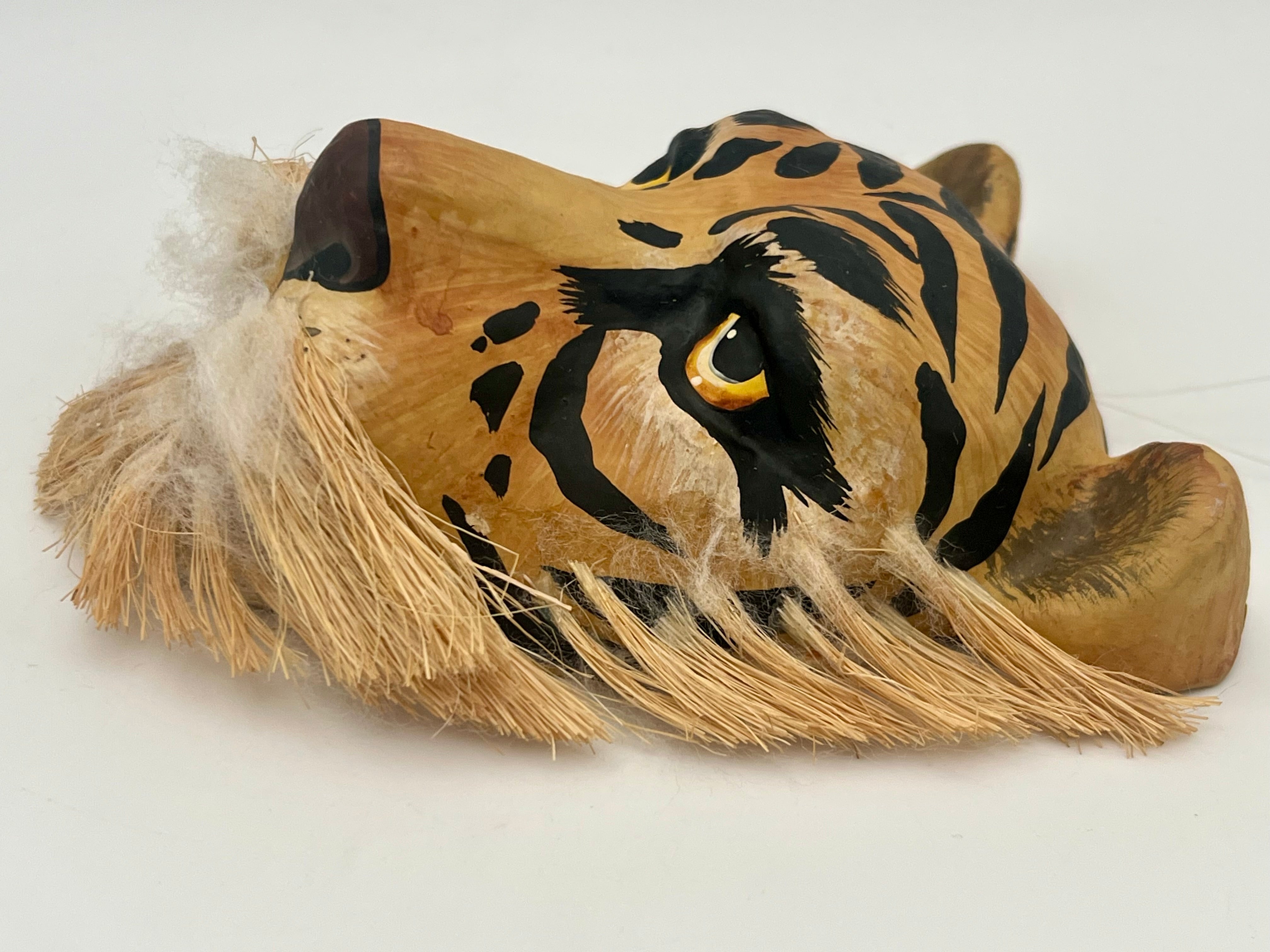 VINTAGE SUCHART STUDIO TIGER MASK – Hand-Painted Papier-Mâché Wall Art, 1970s–80s Whimsical Jungle Decor