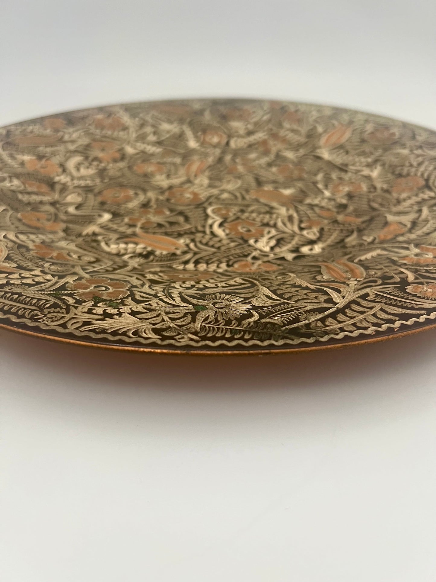 VINTAGE TURKISH ETCHED COPPER WALL HANGING PLATE