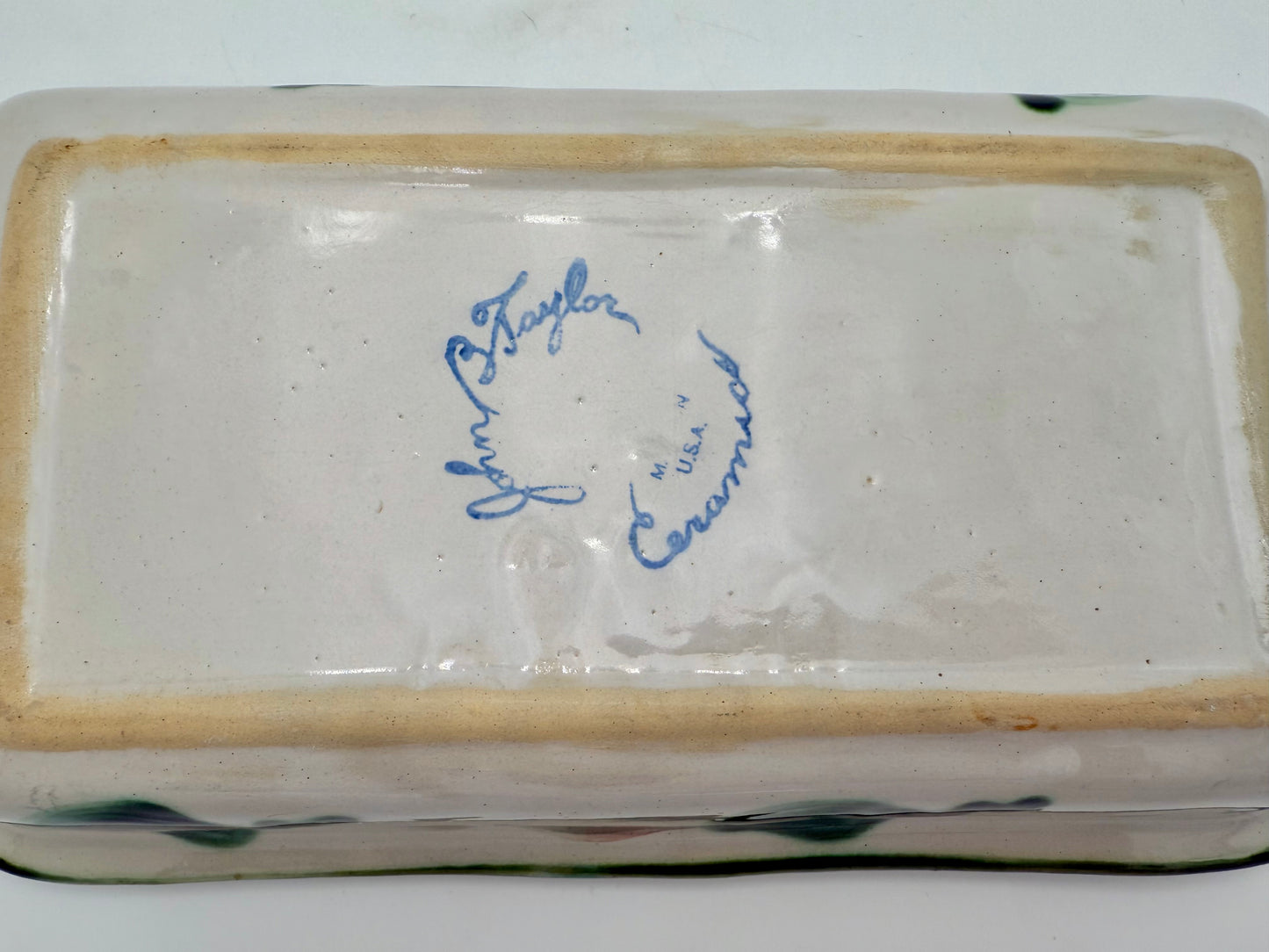 1950s VINTAGE JOHN B. TAYLOR HARVEST PATTERN CERAMIC BAKING DISH