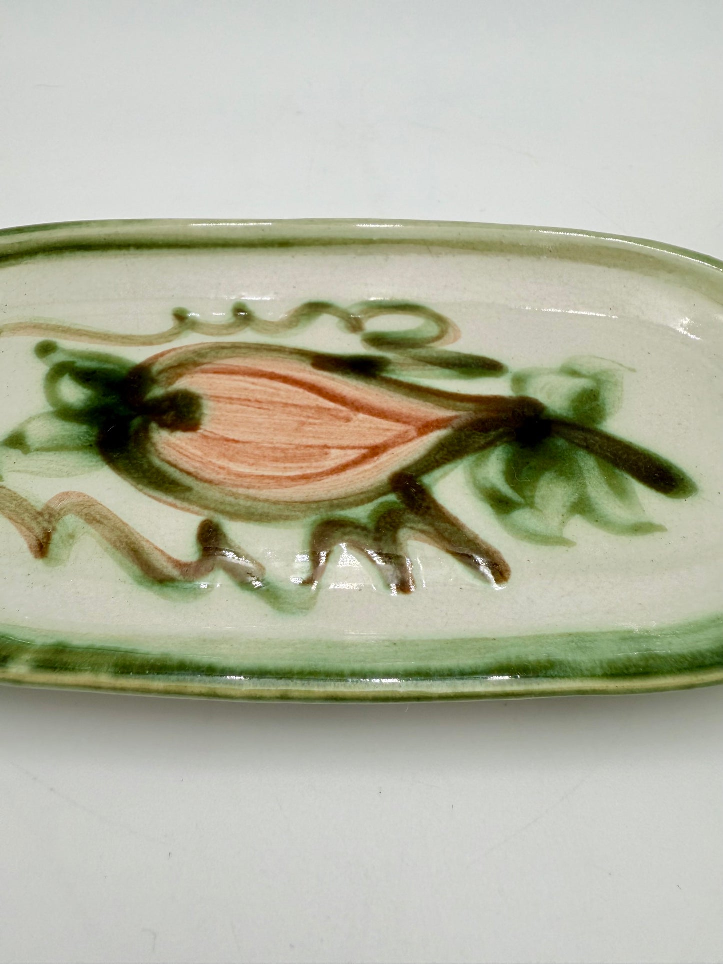 1950s VINTAGE JOHN B. TAYLOR HARVEST PATTERN CERAMIC COVERED BUTTER DISH