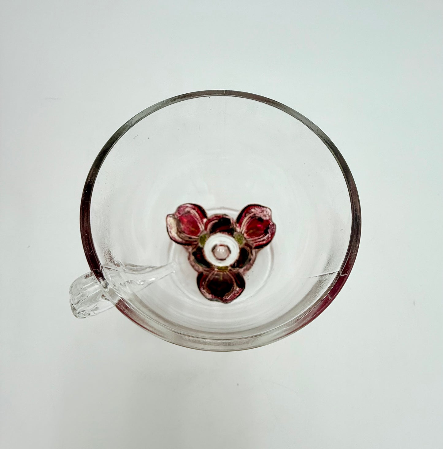 Vintage Red Floral Glass Punch Bowl Set – Bowl + 12 Glasses