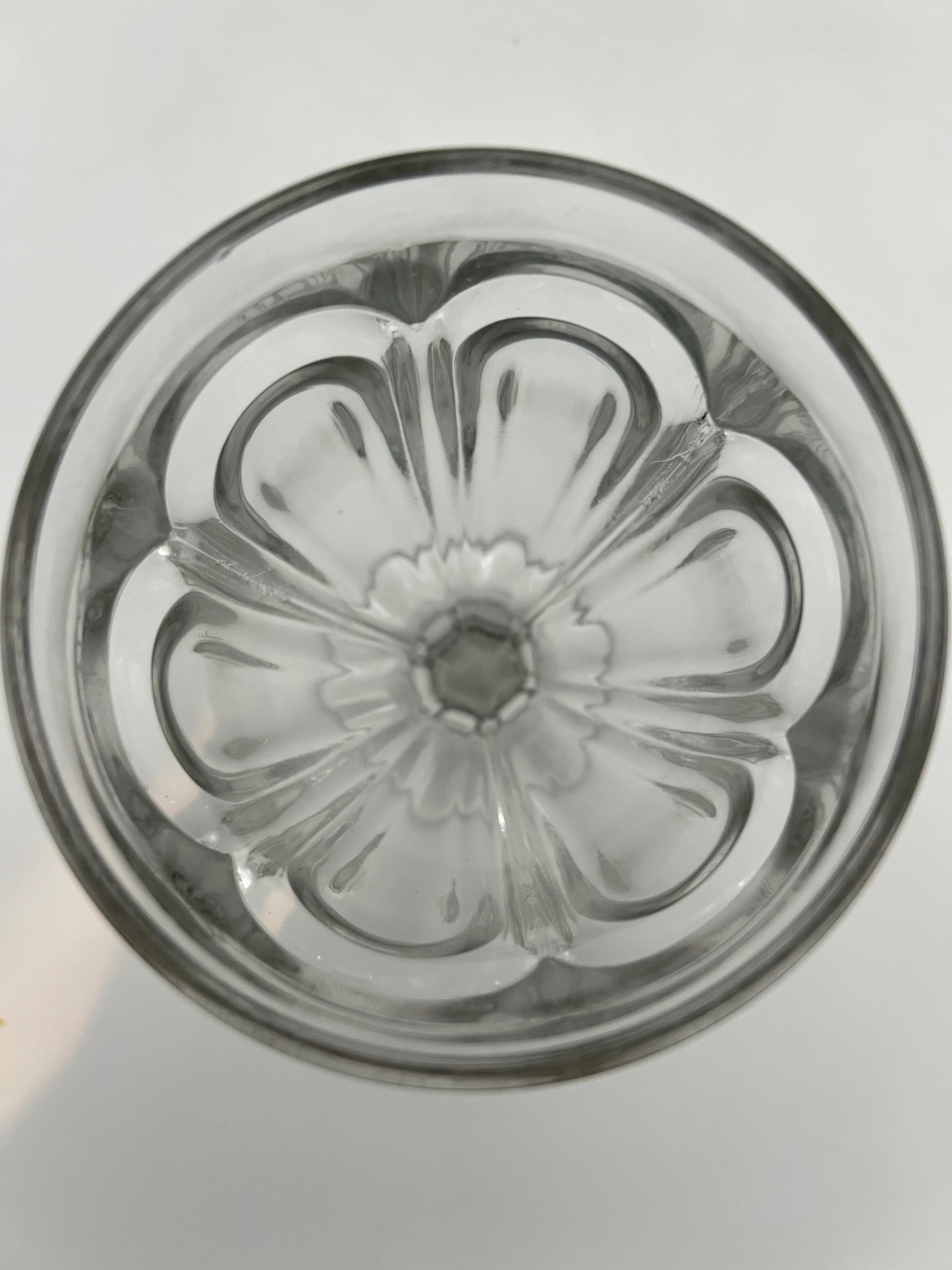 VINTAGE PRESSED GLASS FLUTED WINE GOBLETS SET OF 6 | EUROPEAN BISTRO STEMWARE | CLEAR GLASS TABLEWARE