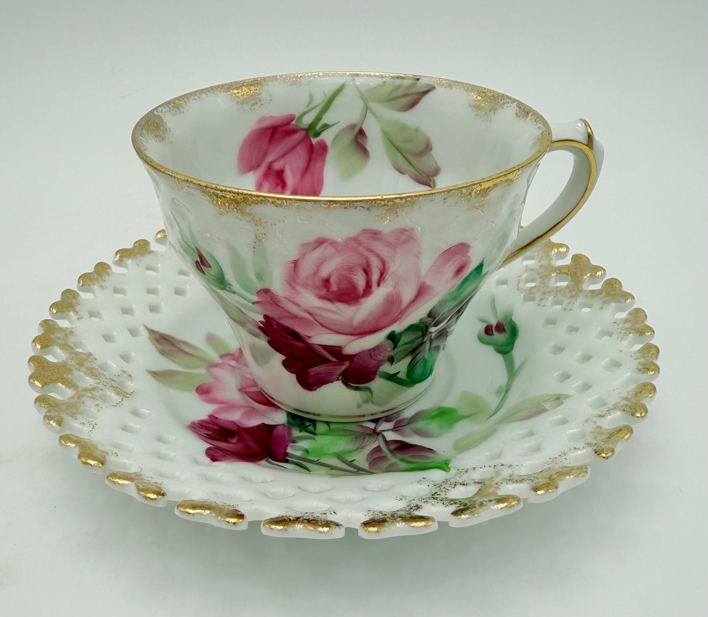 ECLECTIC WHIMSY CURATED SET OF 4 FINE TEACUPS