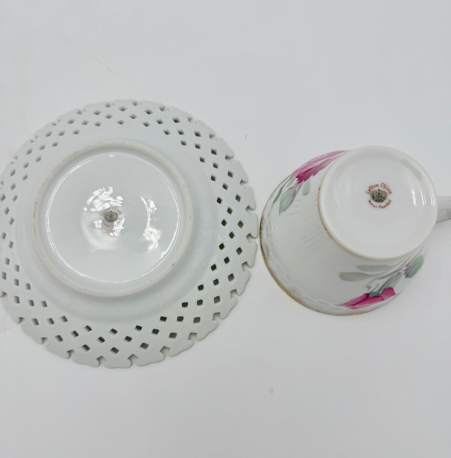 ECLECTIC WHIMSY CURATED SET OF 4 FINE TEACUPS