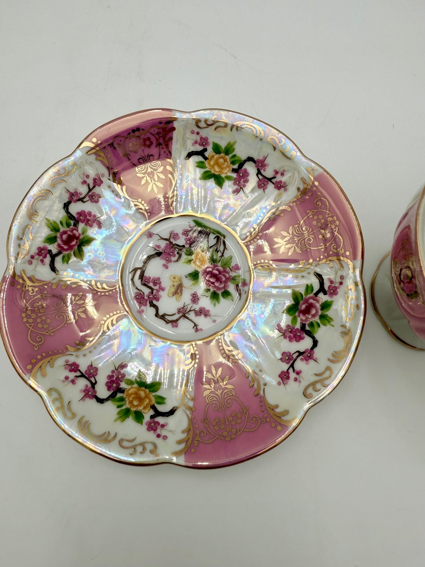 ECLECTIC WHIMSY CURATED SET OF 4 FINE TEACUPS