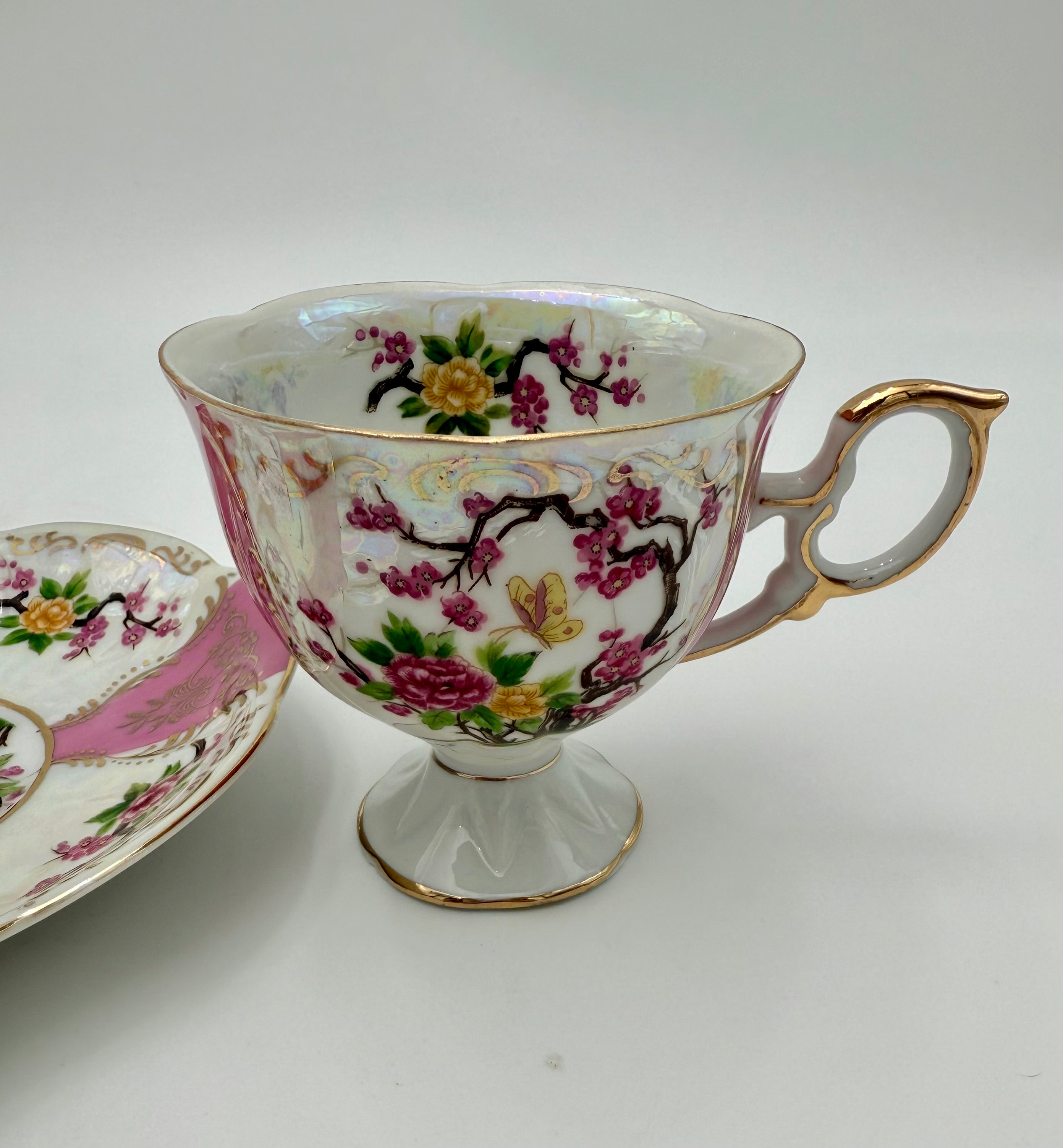 VINTAGE ECLECTIC WHIMSY CURATED TEACUP & SAUCER SET — LEFTON • ROYAL HALSEY • ROYAL GRAFTON • ROYAL ALBERT