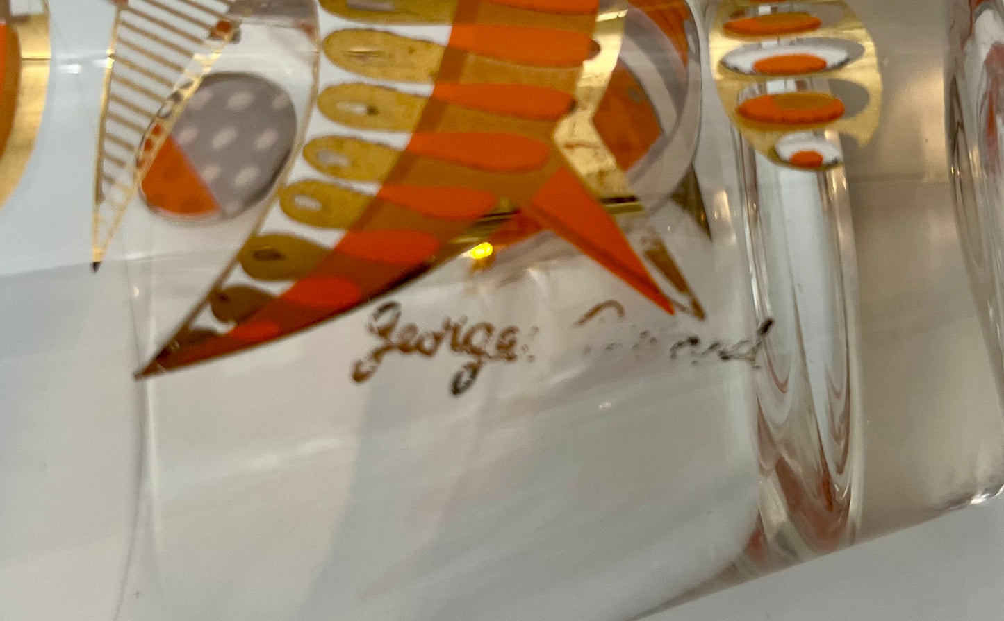 PAIR OF MIDCENTURY GEORGES BRAIRD 22 K COCKTAIL GLASSES