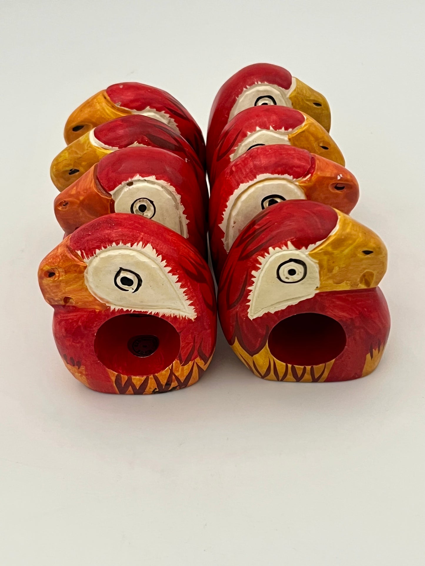 SET OF 8 VINTAGE PARROT NAPKIN RINGS