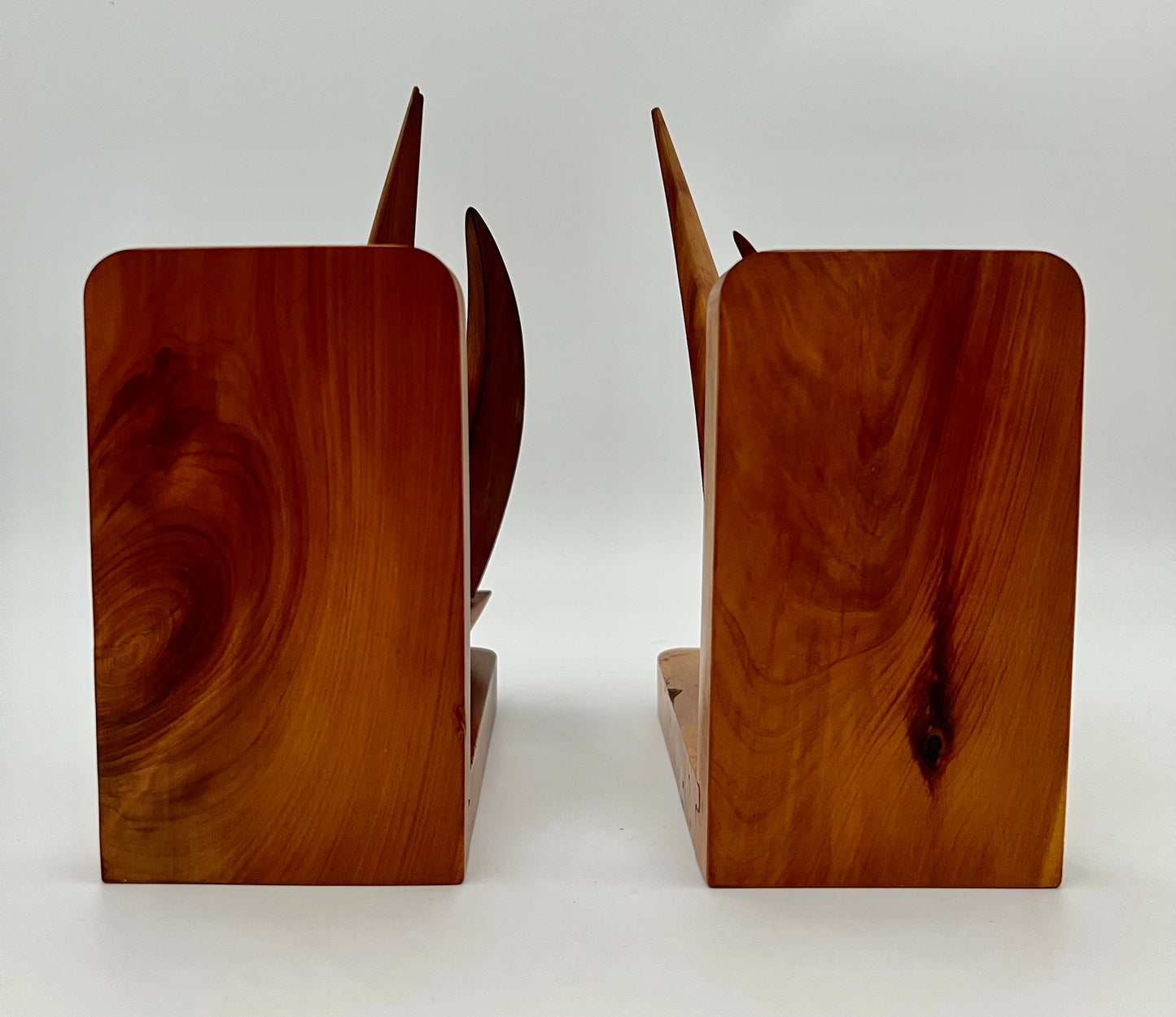 PAIR OF TEAK MIDCENTURY SWIVELING SAILBOAT BOOK ENDS, CIRCA 1965