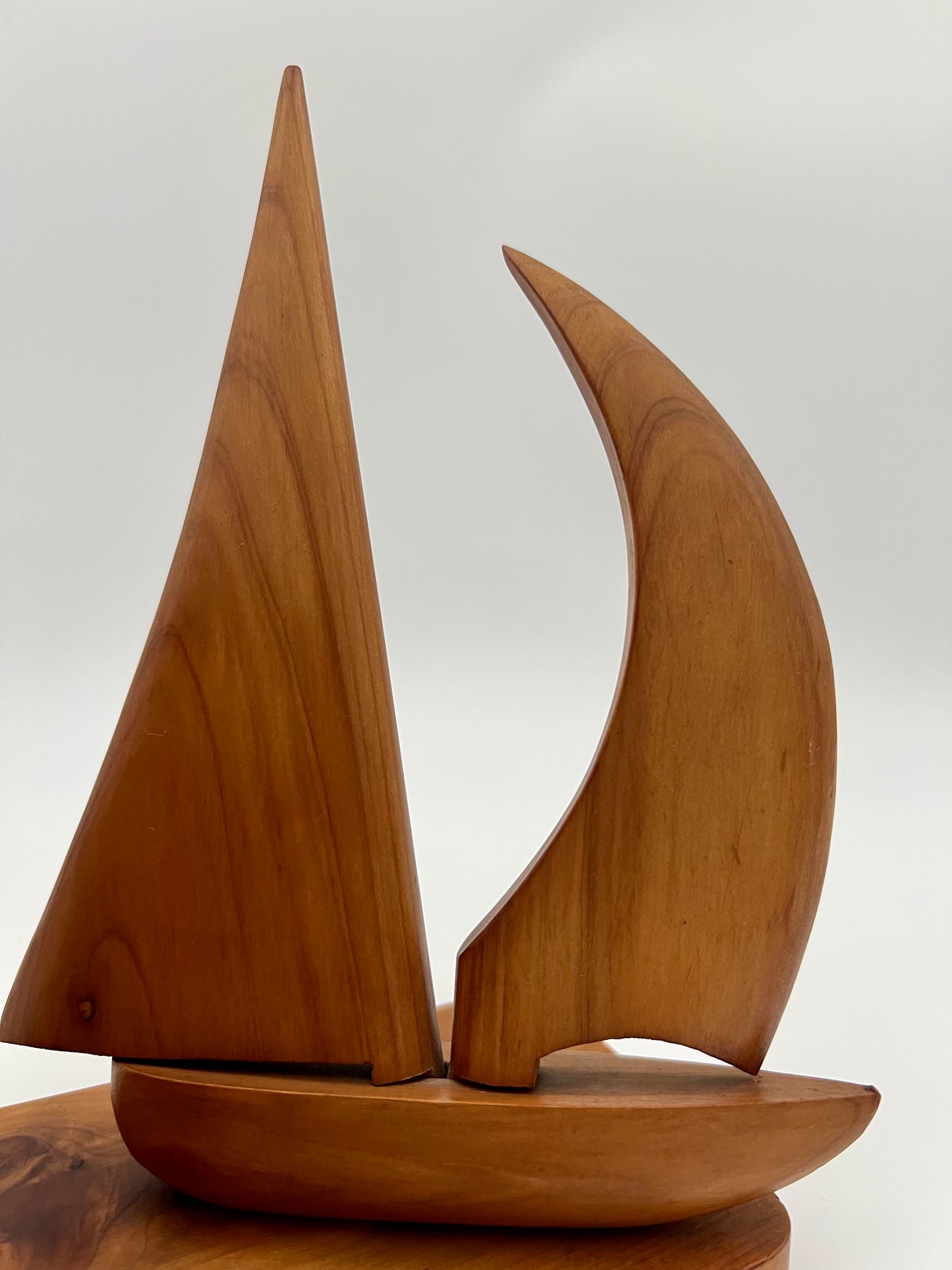 PAIR OF TEAK MIDCENTURY SWIVELING SAILBOAT BOOK ENDS, CIRCA 1965